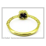 Genuine Lapis Lazuli Byzantine Statement Ring: Sterling Silver 18k Gold-Filled Filigree Bezel