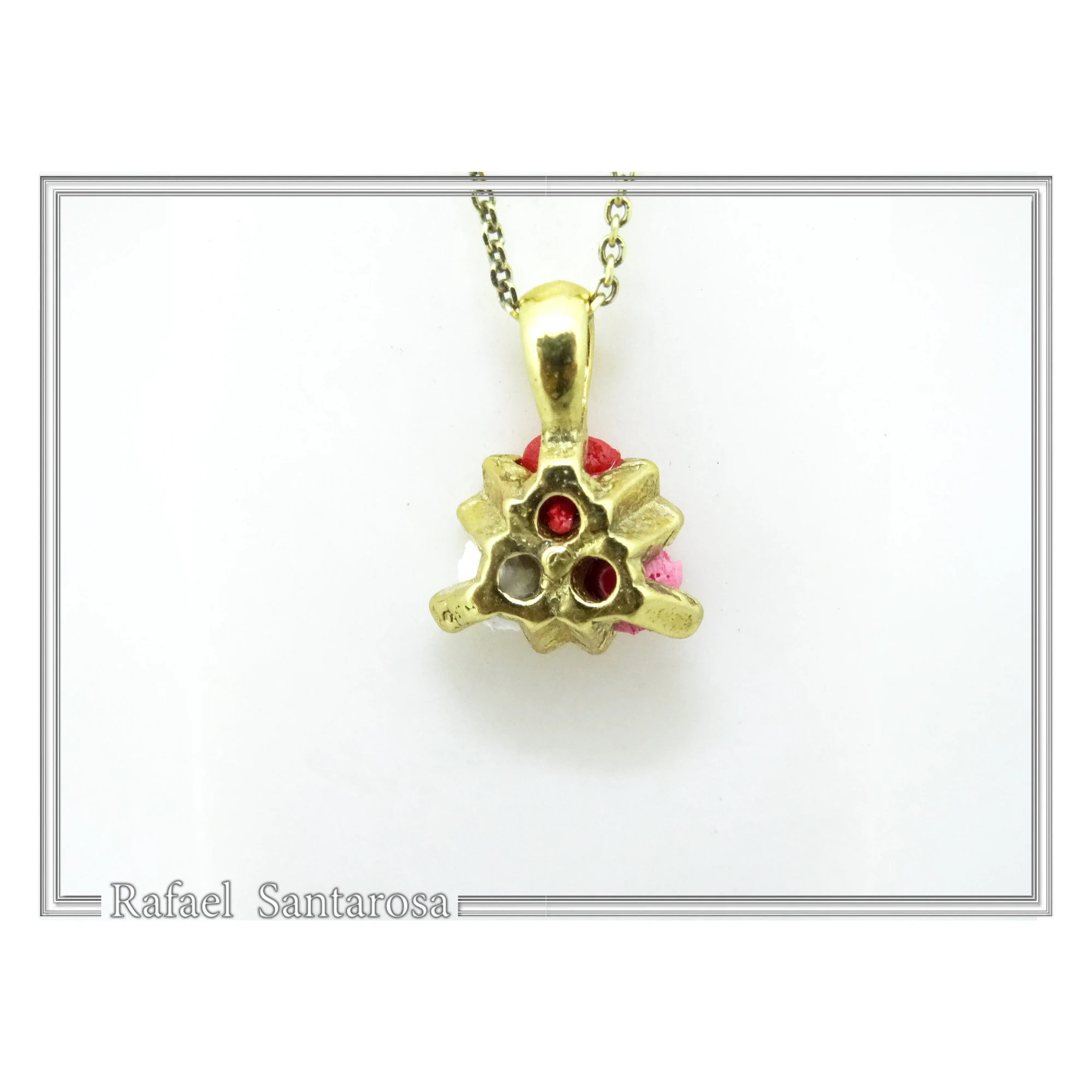 Handmade Rose flowers Pendant Necklace: 18K Gold-Filled Sterling Silver Floral Charm for girls — additional product image 6 from Rafael Santarosa Fine Jewelry