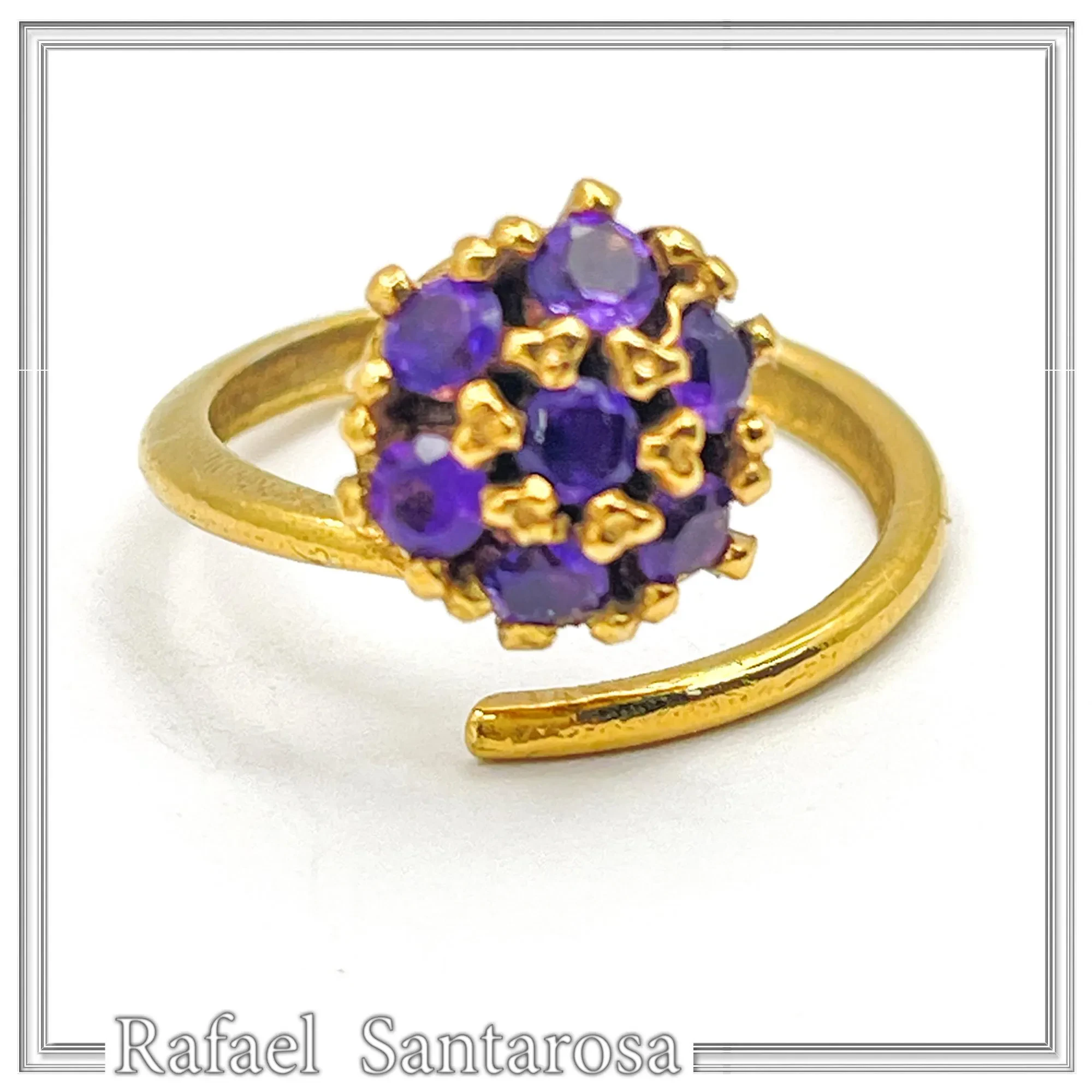 Sterling Silver 18K Gold Filled Rosette Ring • 7 Amethysts, Topaz, Peridot, Garnet Options — additional product image 2 from Rafael Santarosa Fine Jewelry