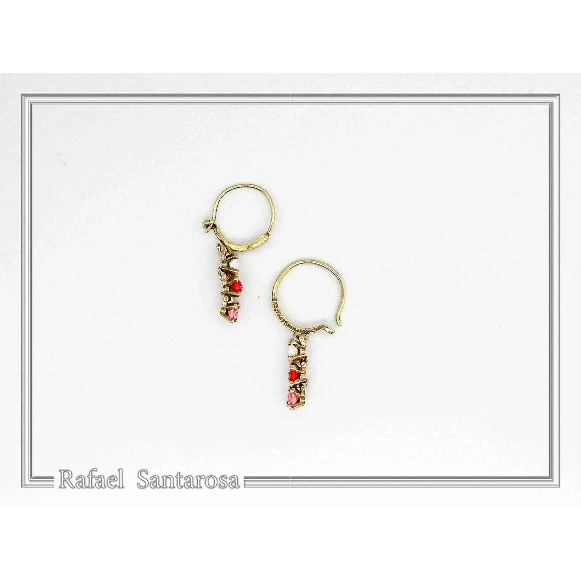 Alabaster Rose Flowers Gems Drop Earrings Romantic Floral Jewelry: 18K Gold Filled Sterling Silver — additional product image 3 from Rafael Santarosa Fine Jewelry
