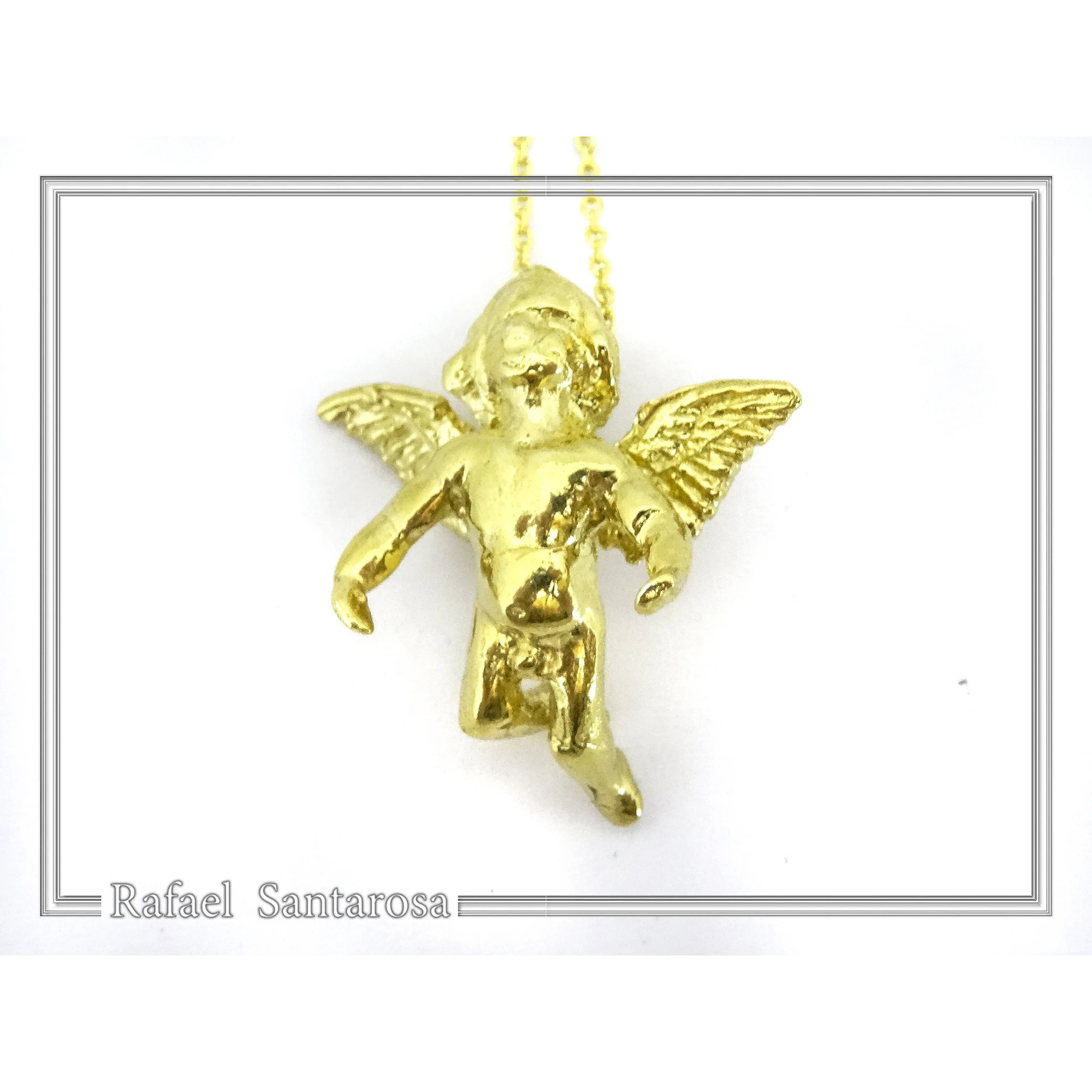 Baby Cupid Angel Pendant Symbol of Love: Sterling Silver 18K Gold Filled Necklace — additional product image 9 from Rafael Santarosa Fine Jewelry