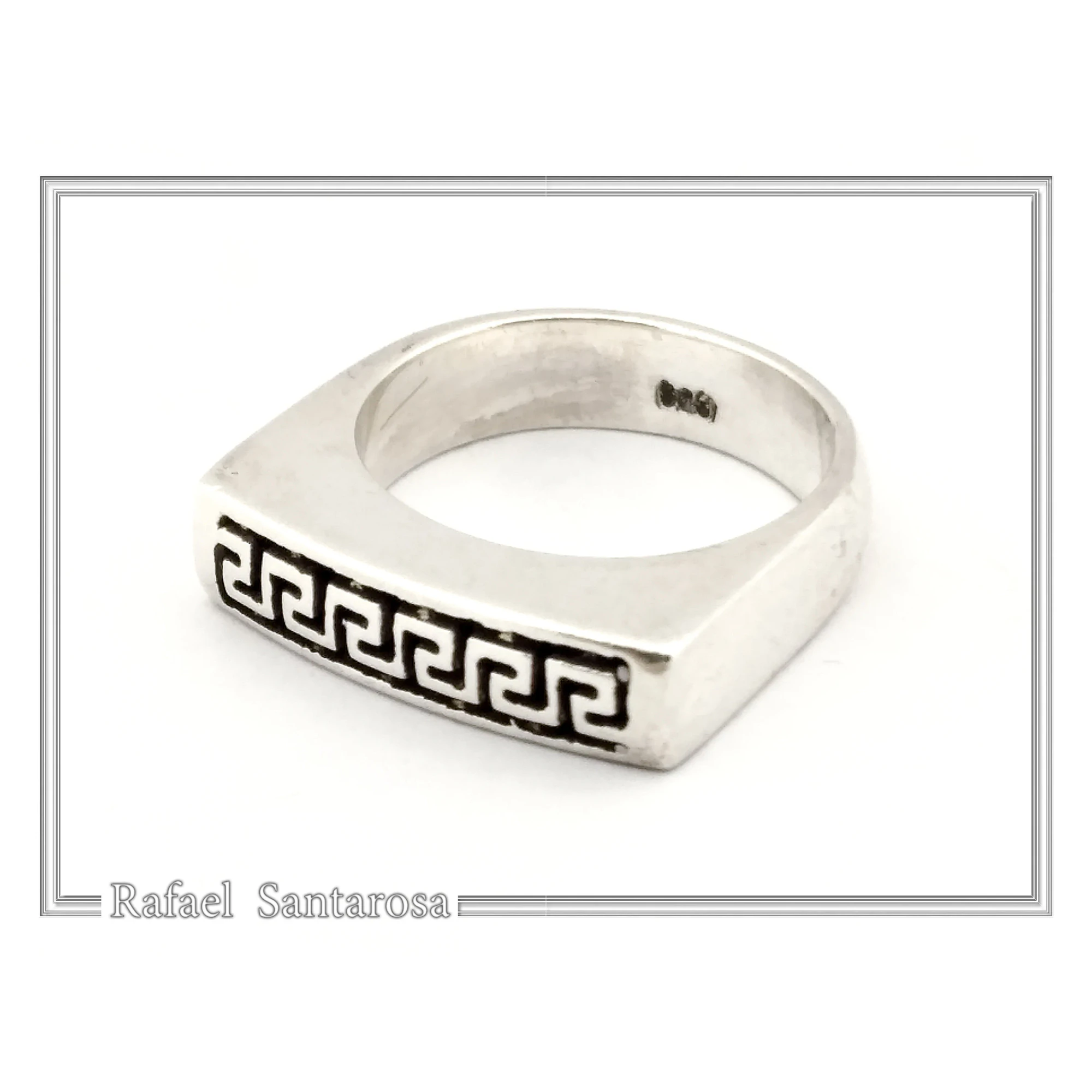 Handmade Greek Key String Meander Design Ring: Oxidized Sterling Silver Elegant Ring — additional product image 4 from Rafael Santarosa Fine Jewelry