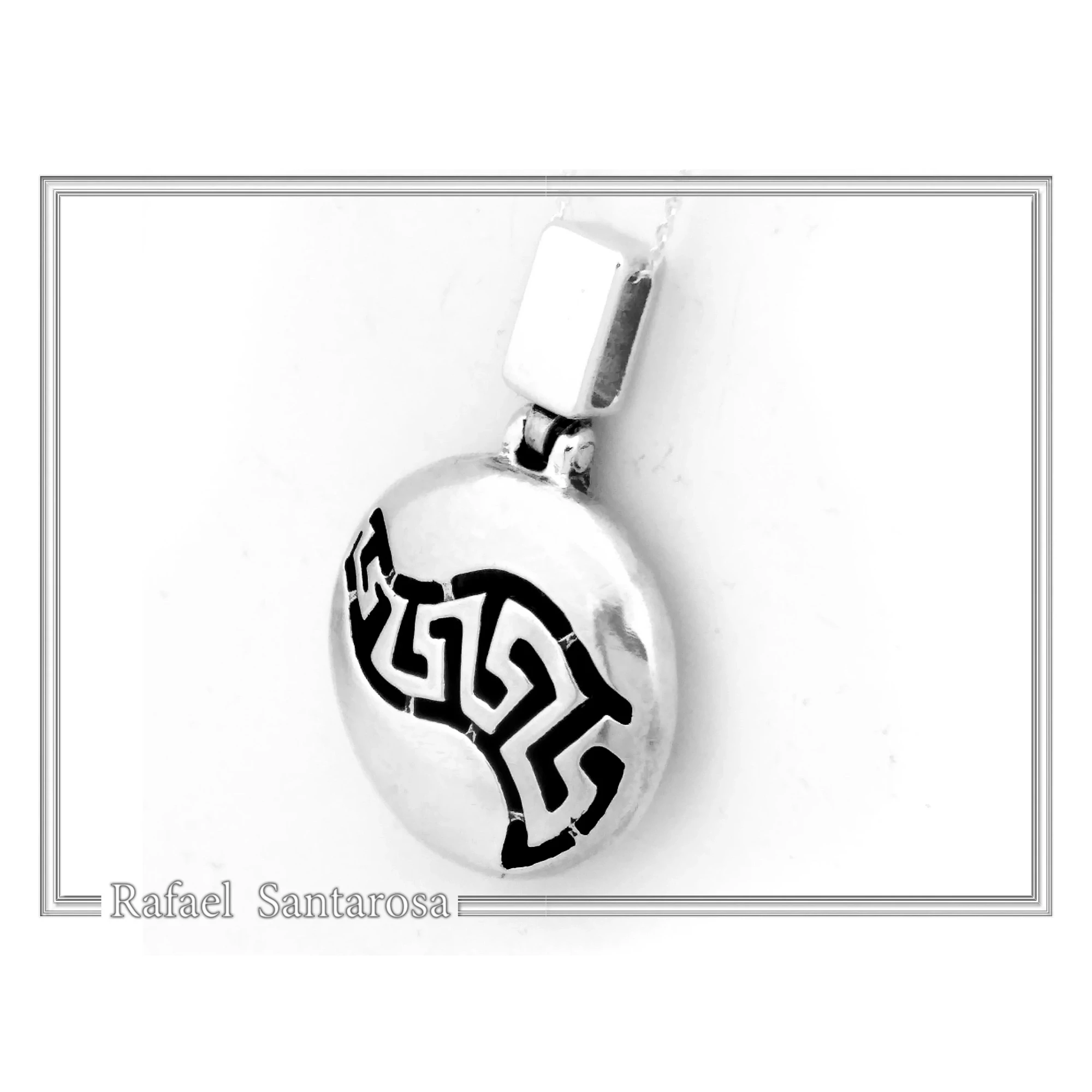 Weavy Greek Key Meander Eternity Symbol Necklace: Solid Sterling Silver Pendant — additional product image 5 from Rafael Santarosa Fine Jewelry