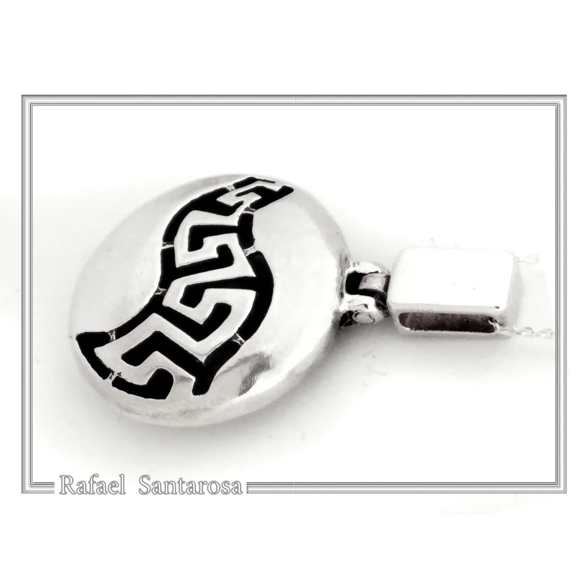 Weavy Greek Key Meander Eternity Symbol Necklace: Solid Sterling Silver Pendant — additional product image 3 from Rafael Santarosa Fine Jewelry