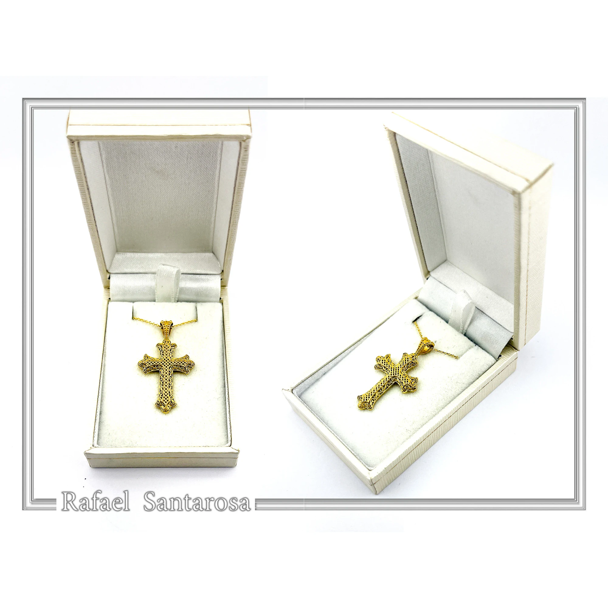 Greek Orthodox Baptism Byzantine Filigree Cross 18K Solid Gold Byzantine Museum Inspired — additional product image 9 from Rafael Santarosa Fine Jewelry