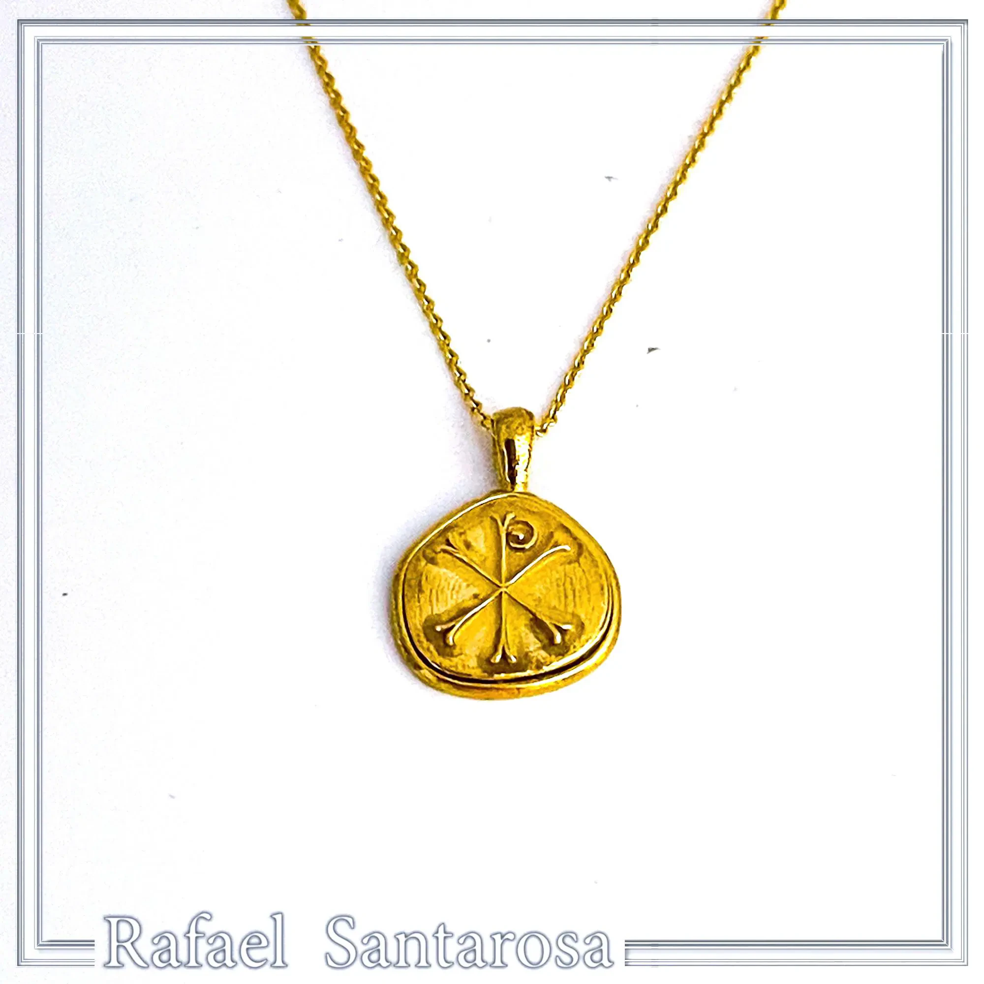 18k Solid Gold Chi Rho Religious Pendant - Jesus Christ Name Byzantine Christian Necklace — additional product image 6 from Rafael Santarosa Fine Jewelry