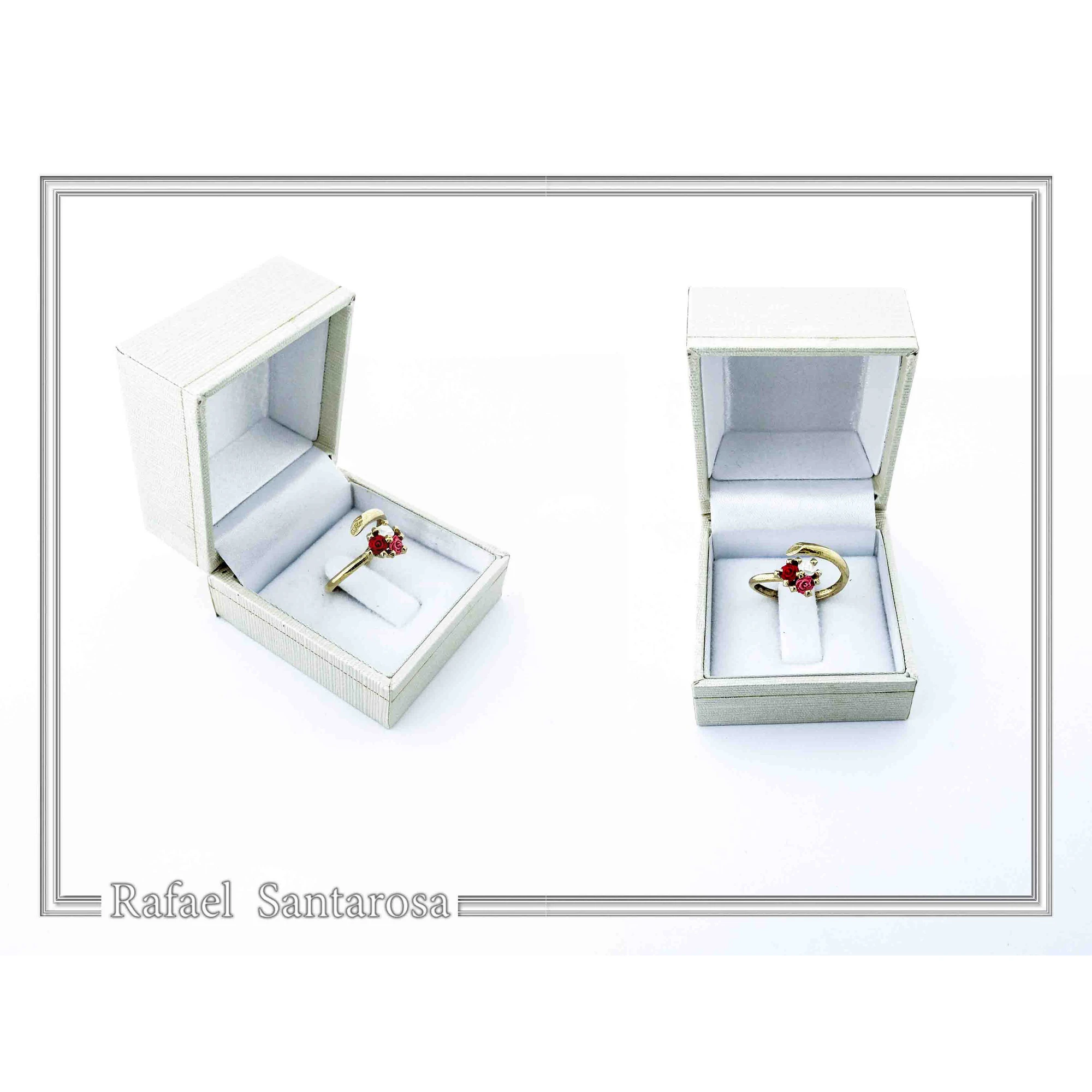 Alabaster Rose Flower Shaped Gems Bouquet Adjustable Ring: Sterling Silver 18K Gold Filled — additional product image 9 from Rafael Santarosa Fine Jewelry