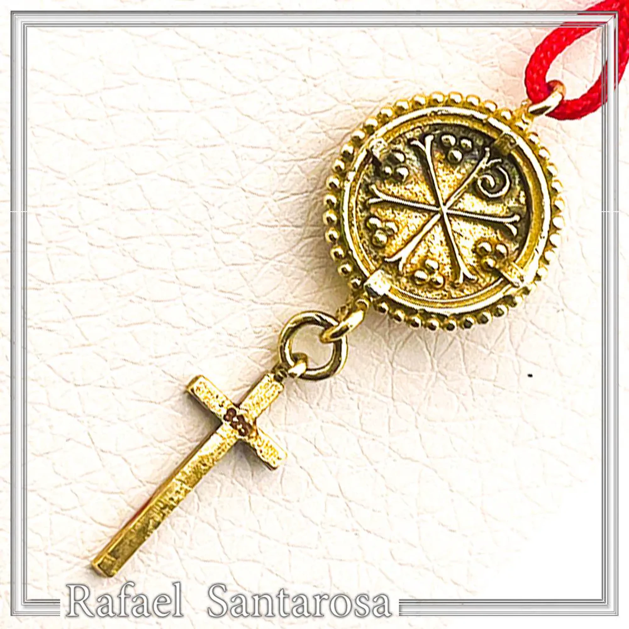 Konstantinato ICXC NIKA Cross Necklace: Red Enamel On 18K Gold-Filled Sterling Silver — additional product image 7 from Rafael Santarosa Fine Jewelry