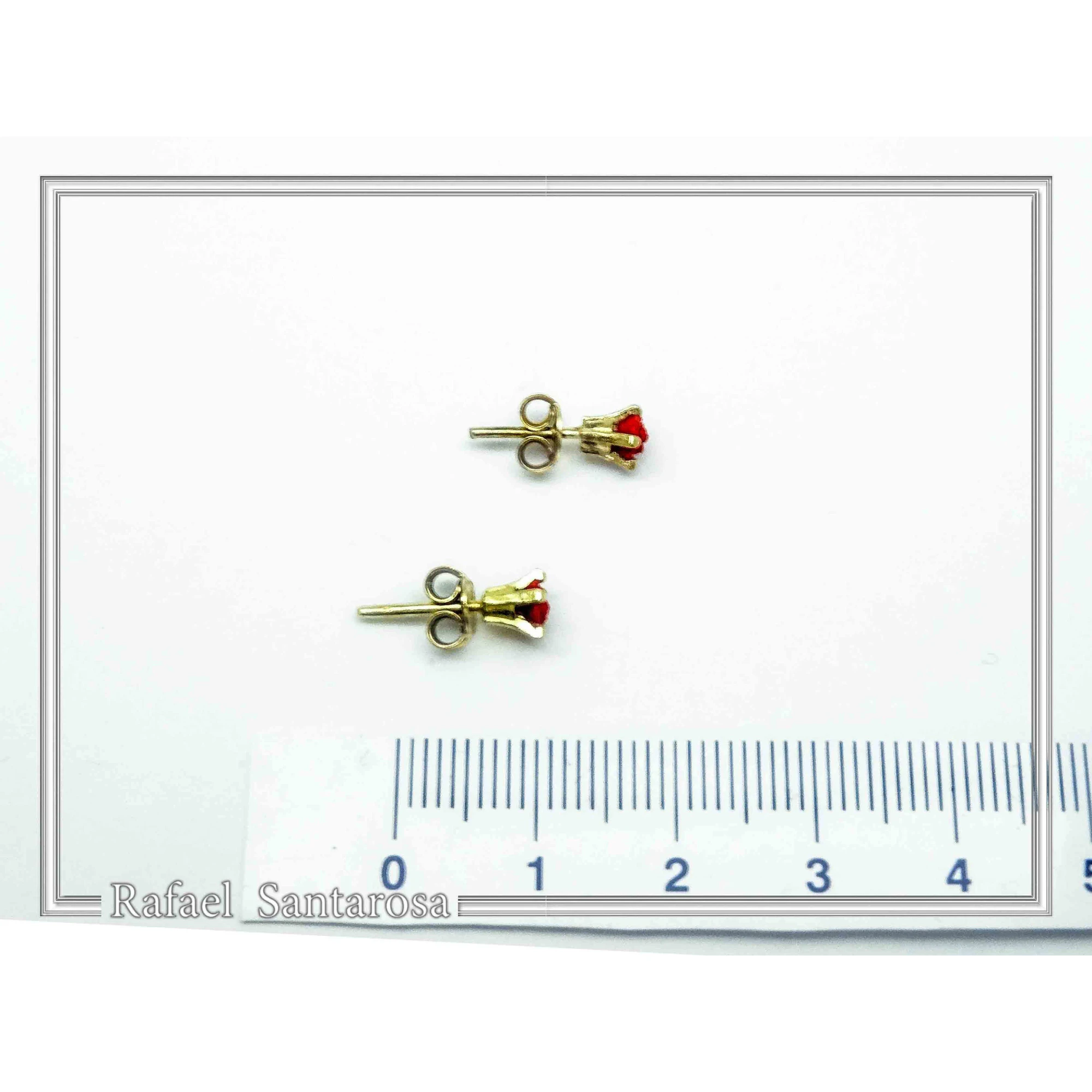 Handmade Red Rose Flower Stud Earrings: Alabaster & 18K Gold Filled Sterling Silver — additional product image 7 from Rafael Santarosa Fine Jewelry