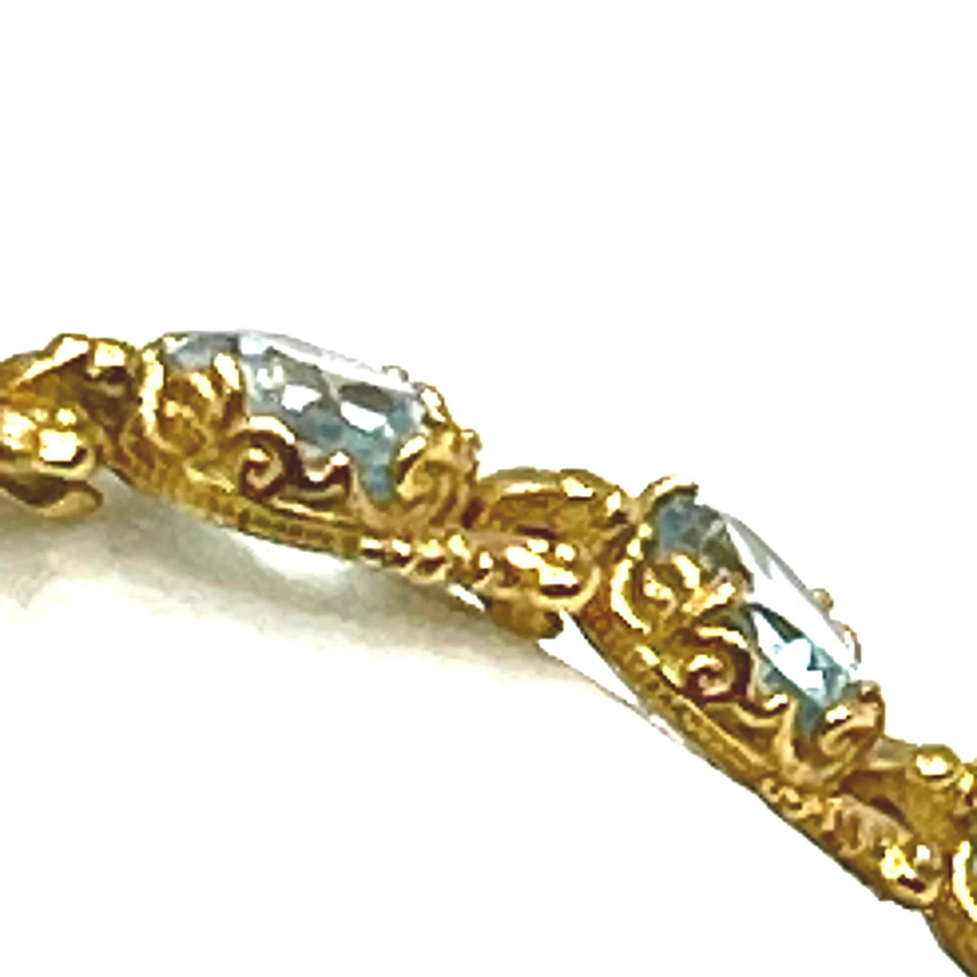 Genuine Brilliant cut Topaz Beaded Tennis Bracelet: 18K Solid Gold Byzantine Filigree Bracelet — additional product image 5 from Rafael Santarosa Fine Jewelry