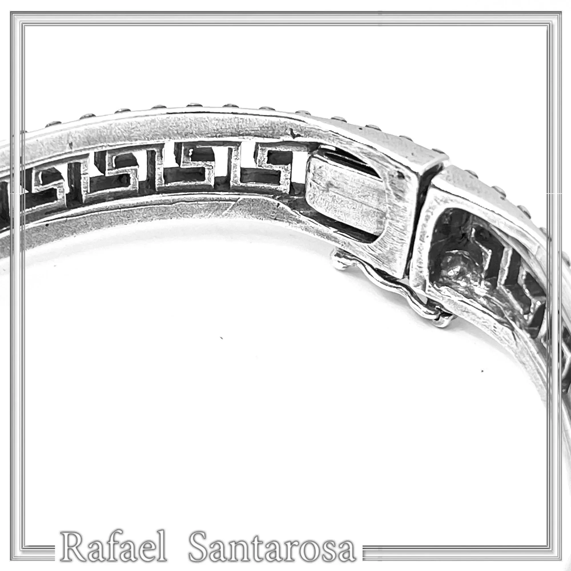 Greek Key Meander Oxidized Sterling Silver 925 Bangle Bracelet Handmade Artisan Jewelry Gift Women — additional product image 9 from Rafael Santarosa Fine Jewelry