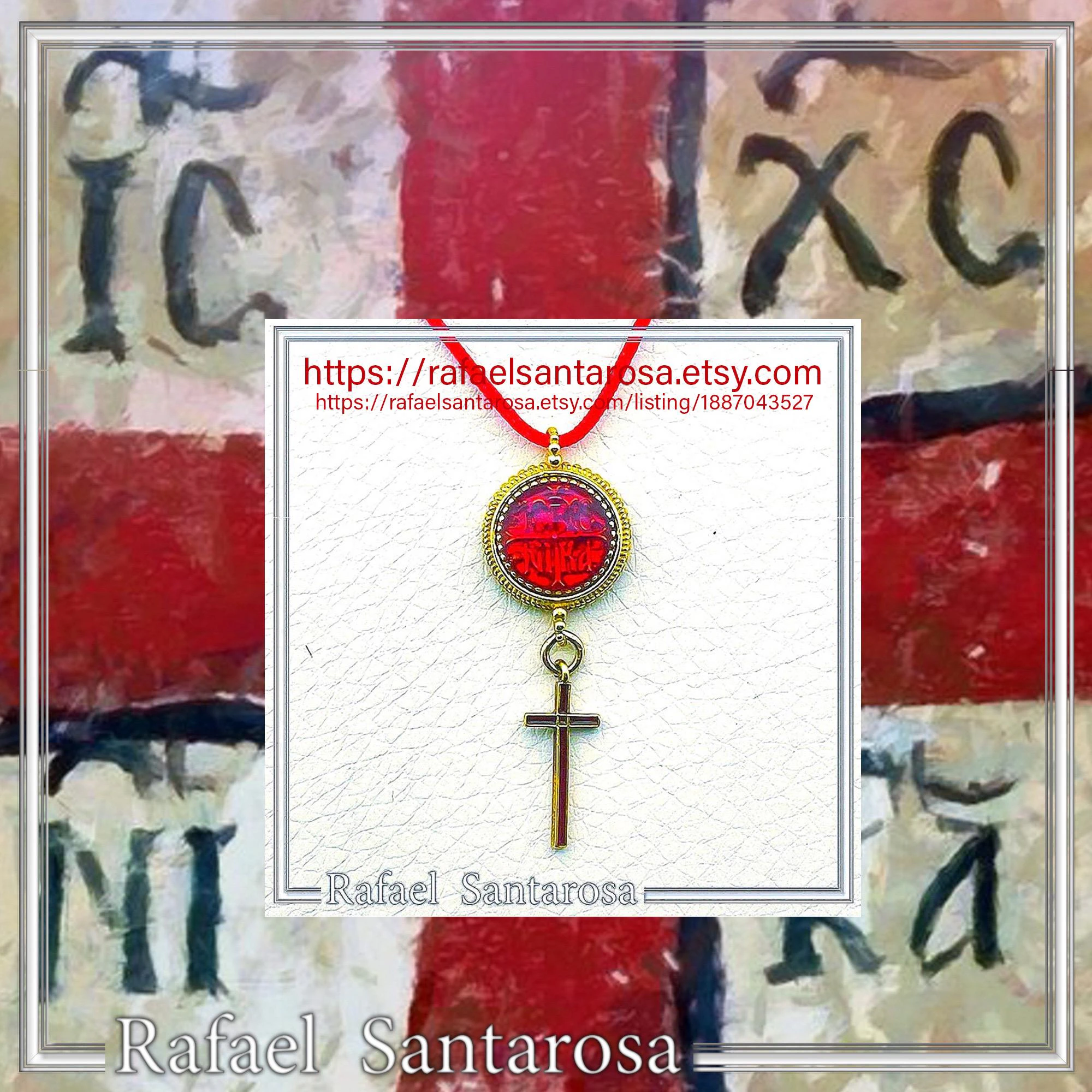 Konstantinato ICXC NIKA Cross Necklace: Red Enamel On 18K Gold-Filled Sterling Silver — additional product image 10 from Rafael Santarosa Fine Jewelry