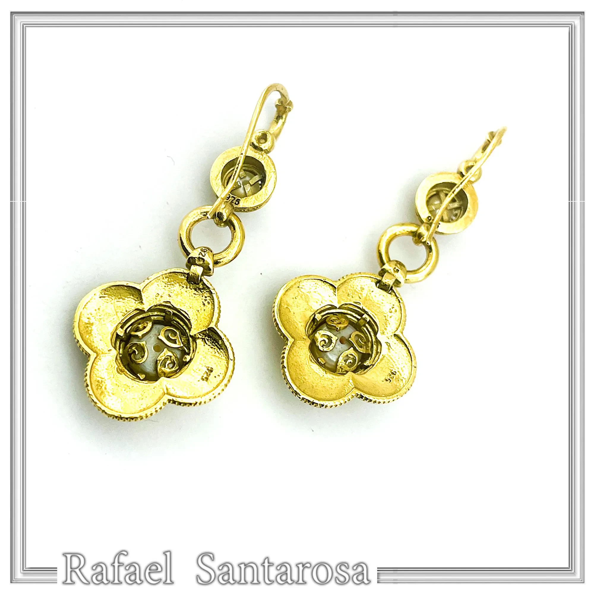 Byzantine Cross Filigree Dangle Earrings: Natural Pearl 18k Gold-Filled sterling silver — additional product image 9 from Rafael Santarosa Fine Jewelry