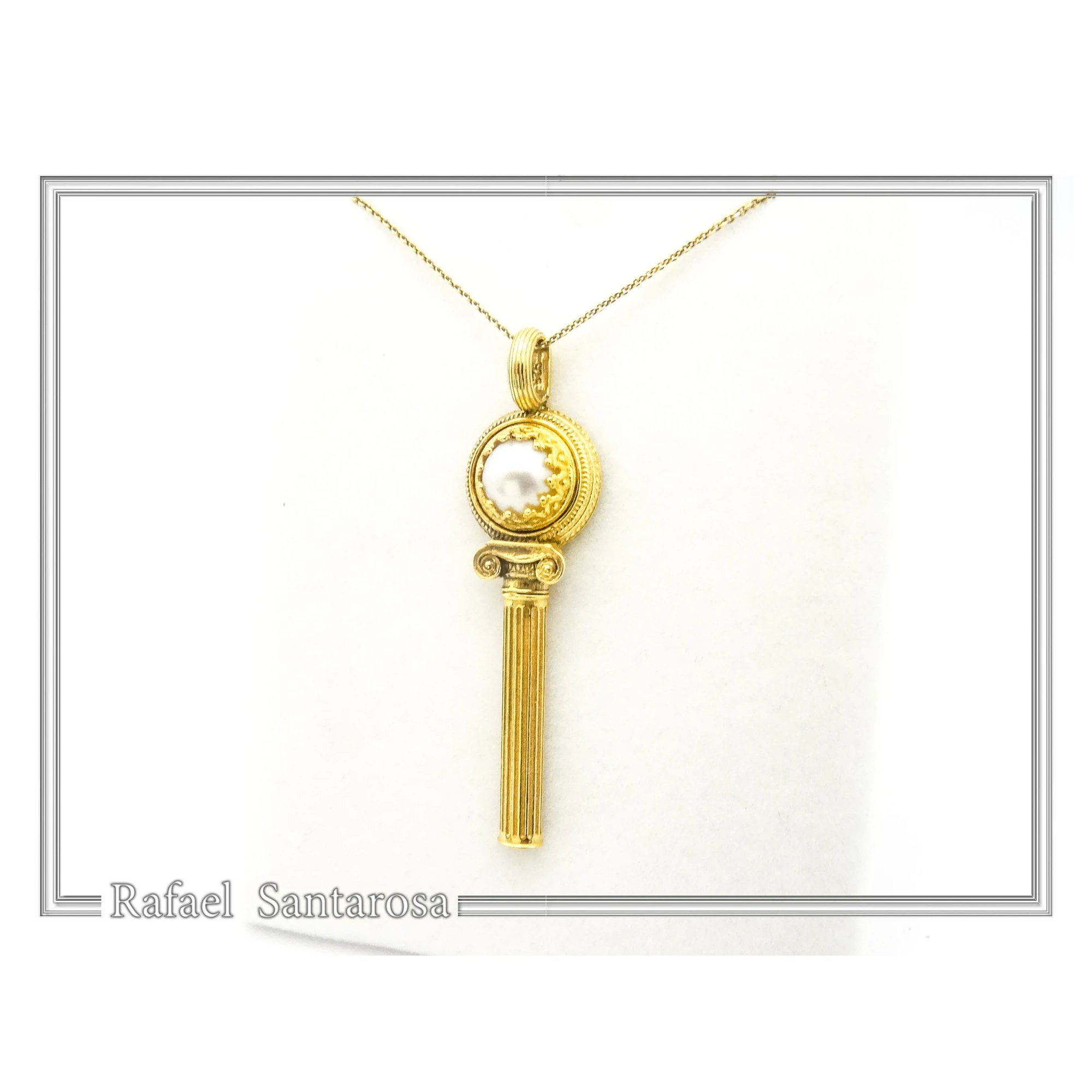 Ionian Column Pearl Necklace: 18K Gold-Filled Sterling Silver Greek Museum Inspired — additional product image 7 from Rafael Santarosa Fine Jewelry
