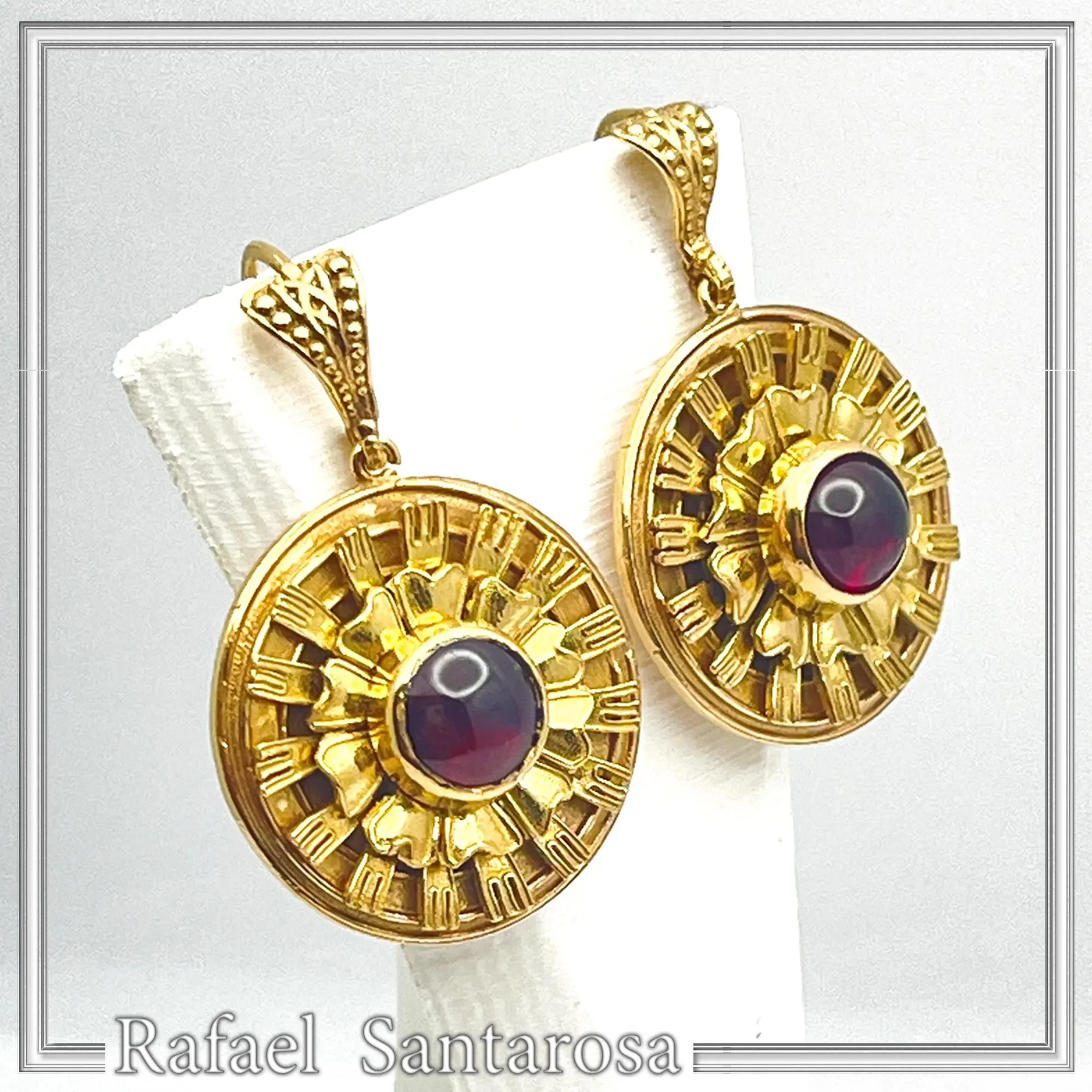 Ancient Greek Garnet Earrings, 18K Gold Filled Sterling Silver, Greek Museum Inspired — additional product image 7 from Rafael Santarosa Fine Jewelry