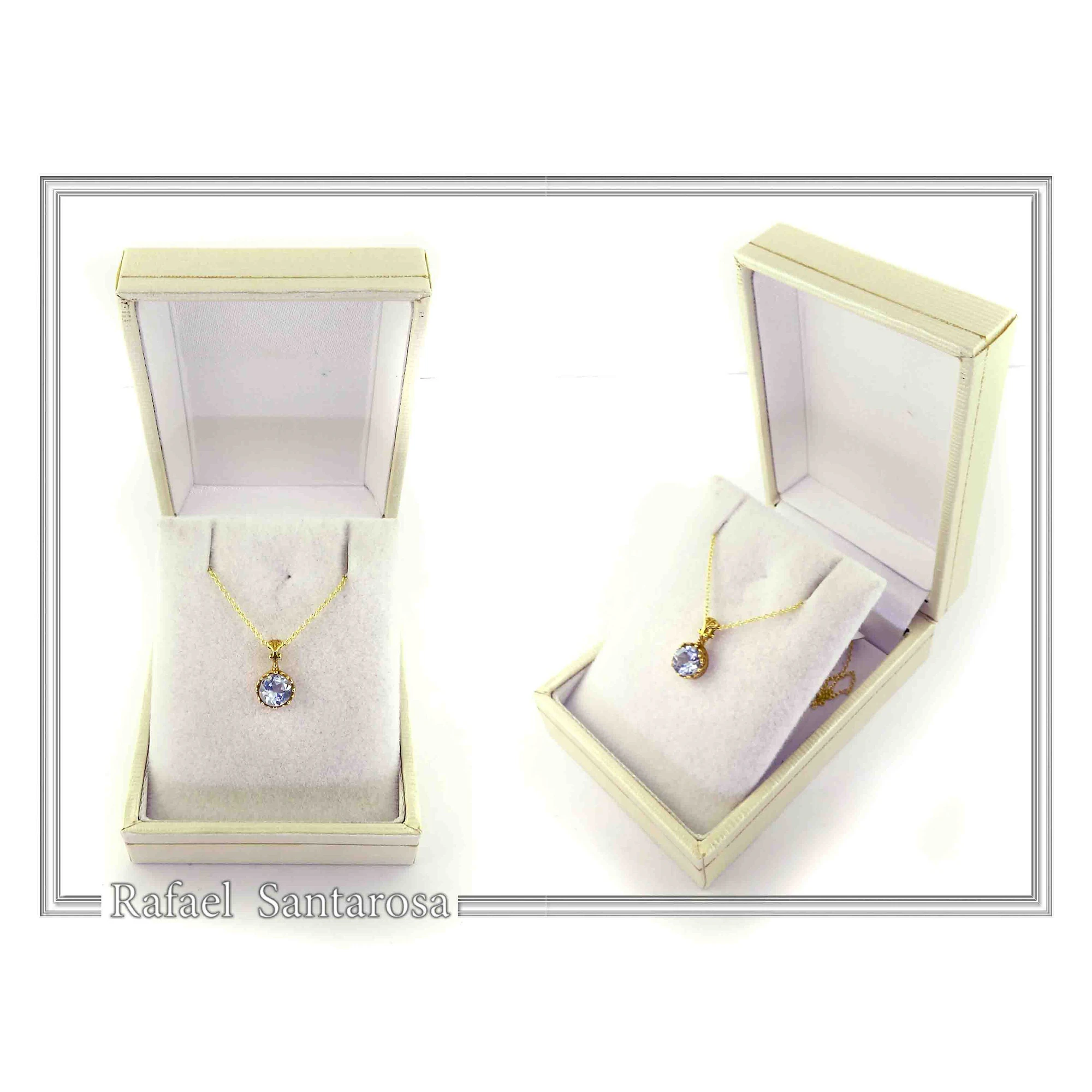 18K solid Gold Filigree delicate Byzantine Pendant: Sky Blue Topaz Filigree Charm — additional product image 8 from Rafael Santarosa Fine Jewelry