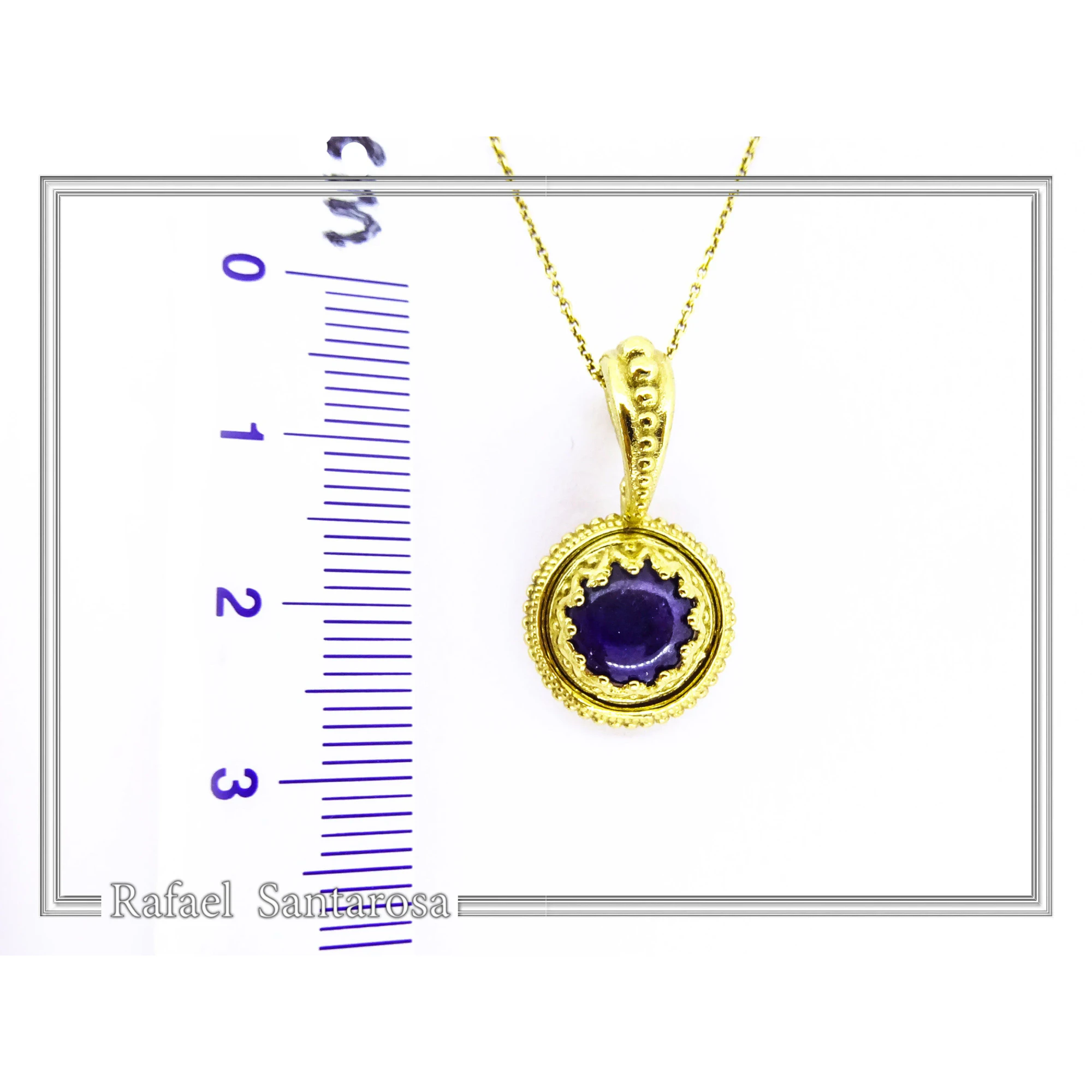 Genuine Lapis Lazuli Greek Filigree Pendant: Sterling Silver 18K Gold Filled Natural Pearl Necklace — additional product image 8 from Rafael Santarosa Fine Jewelry