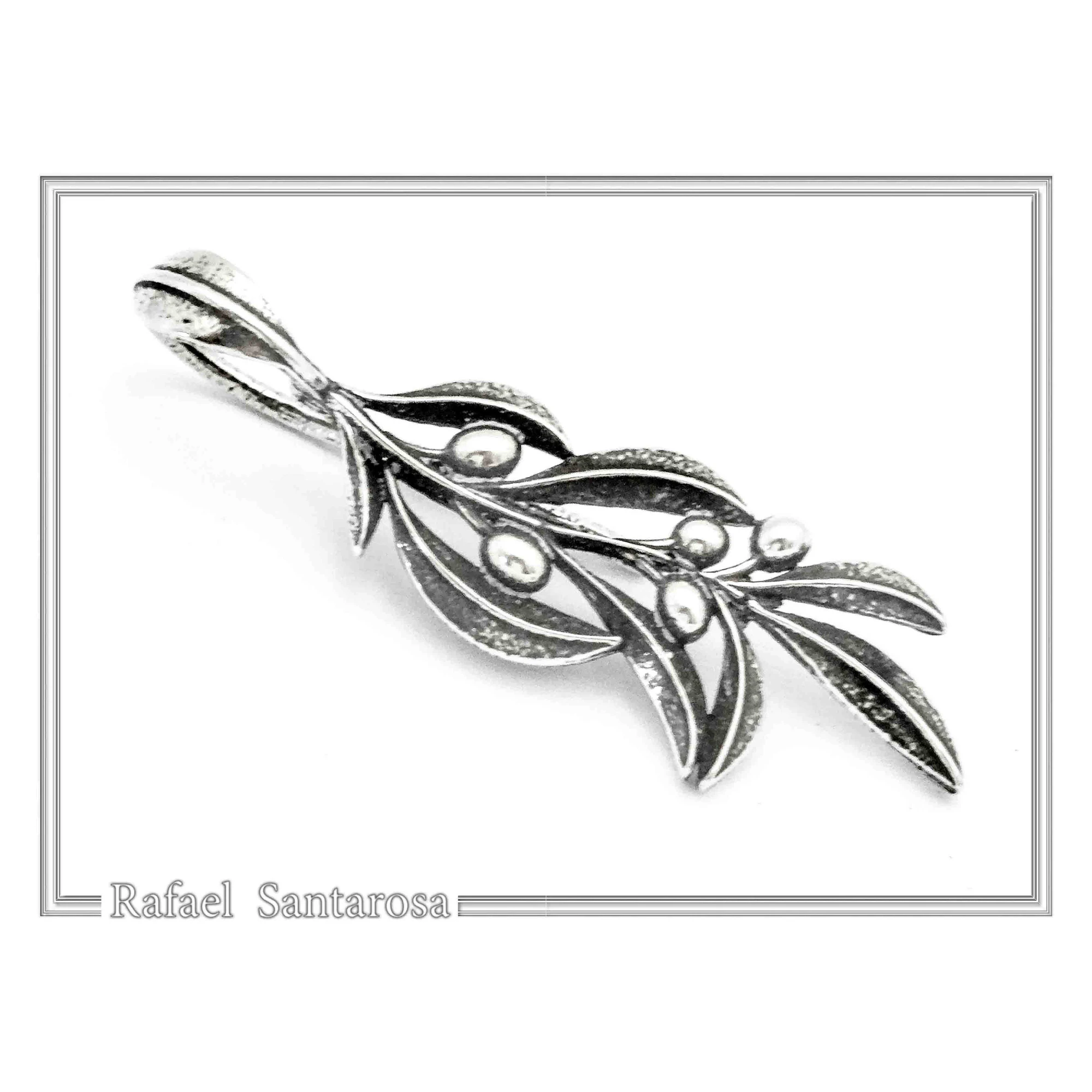 Olive Leaf Branch Drop Earrings Greek Mythology Peace Symbol: Oxidized Sterling Silver — additional product image 3 from Rafael Santarosa Fine Jewelry