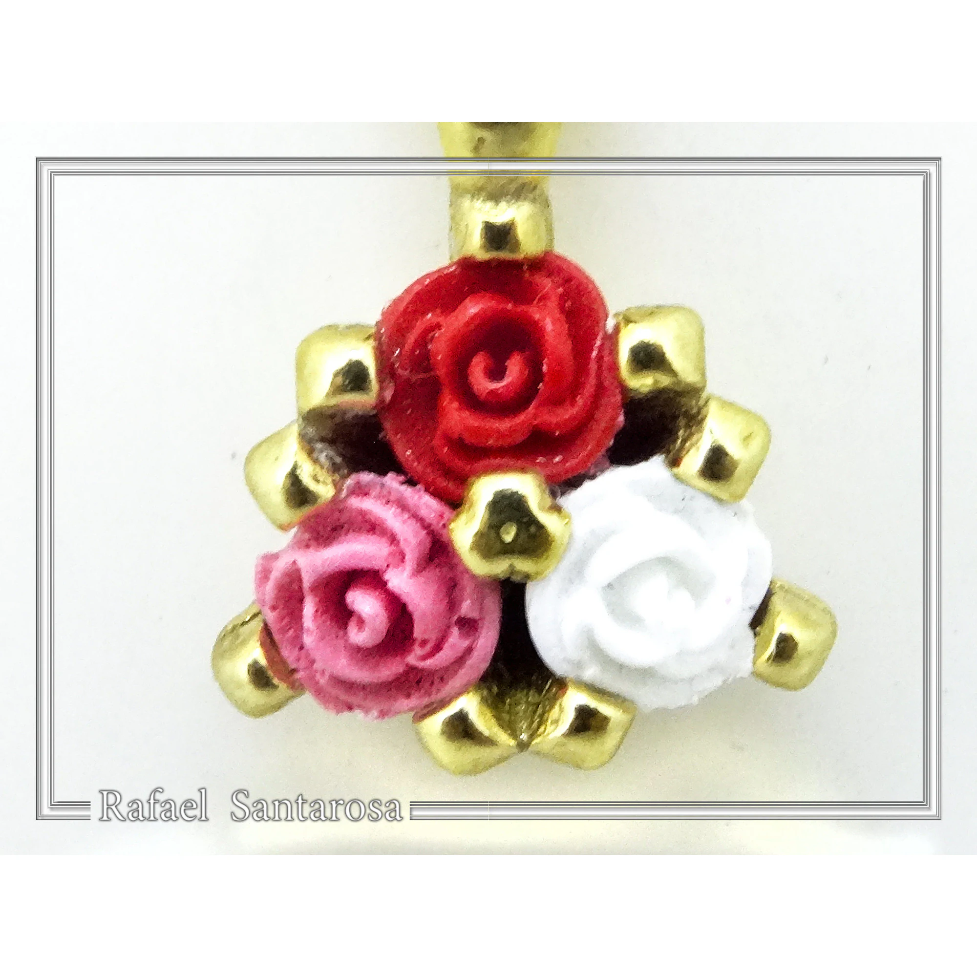 Handmade Rose flowers Pendant Necklace: 18K Gold-Filled Sterling Silver Floral Charm for girls — additional product image 8 from Rafael Santarosa Fine Jewelry
