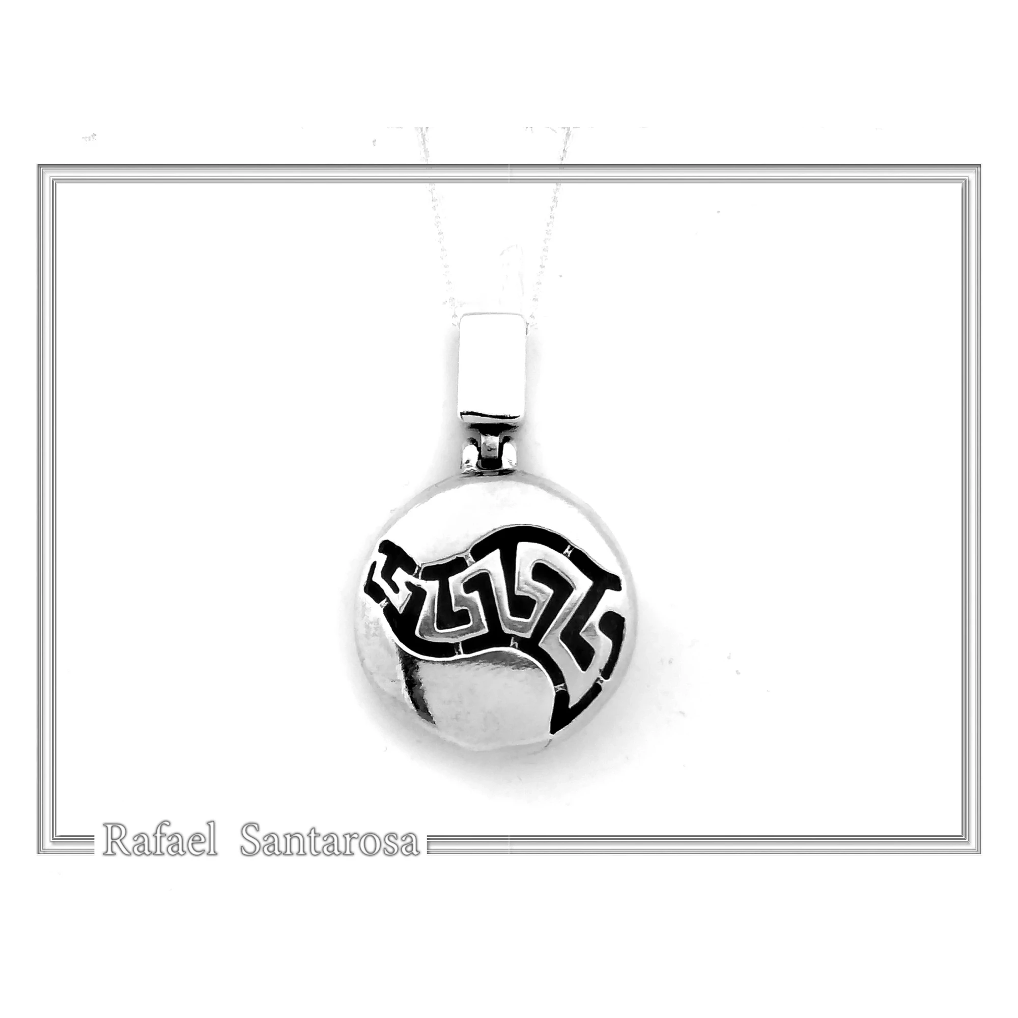 Weavy Greek Key Meander Eternity Symbol Necklace: Solid Sterling Silver Pendant — additional product image 4 from Rafael Santarosa Fine Jewelry