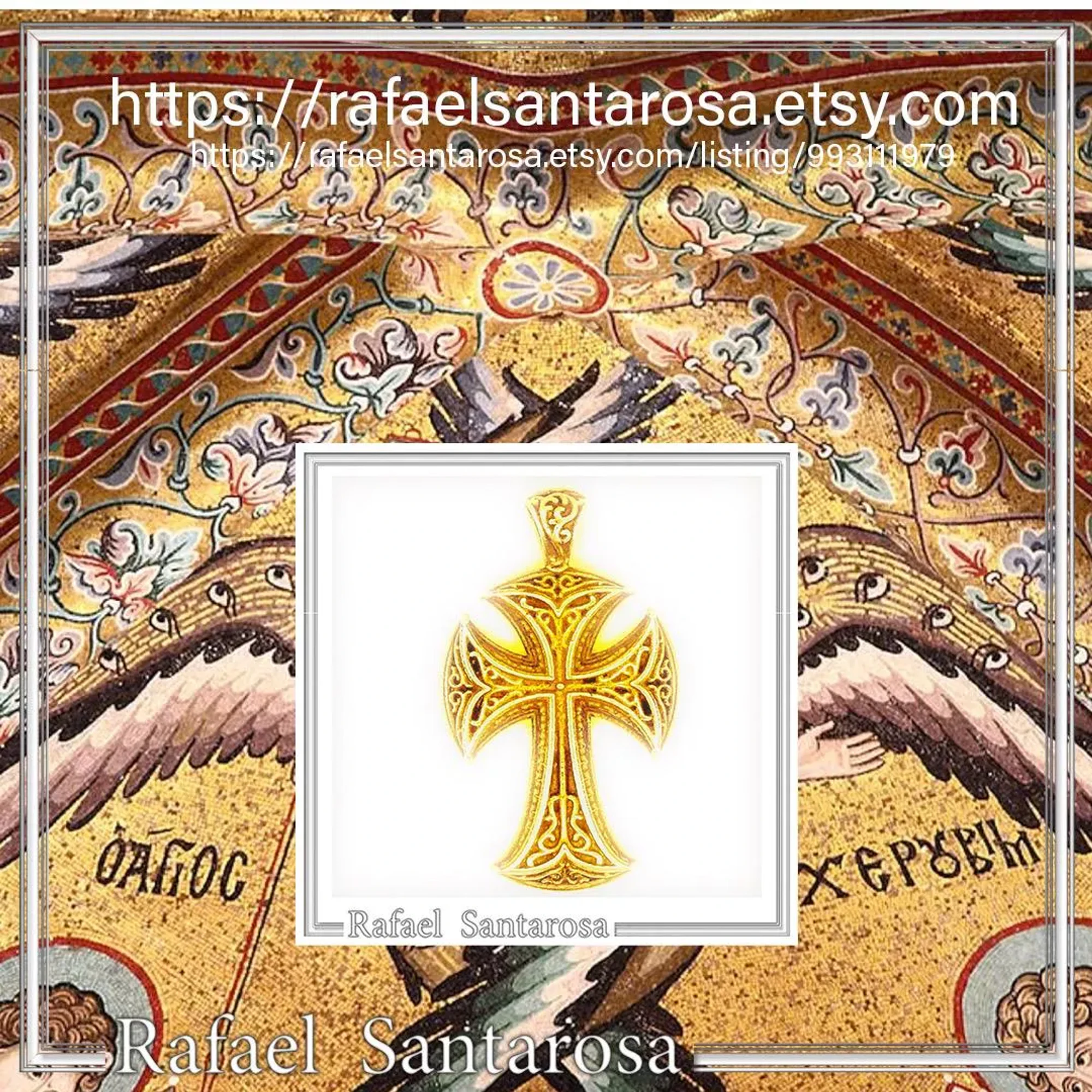 Byzantine Greek Orthodox Religious Cross Pendant: Sterling Silver Oxidized or 18K Gold Filled — additional product image 10 from Rafael Santarosa Fine Jewelry
