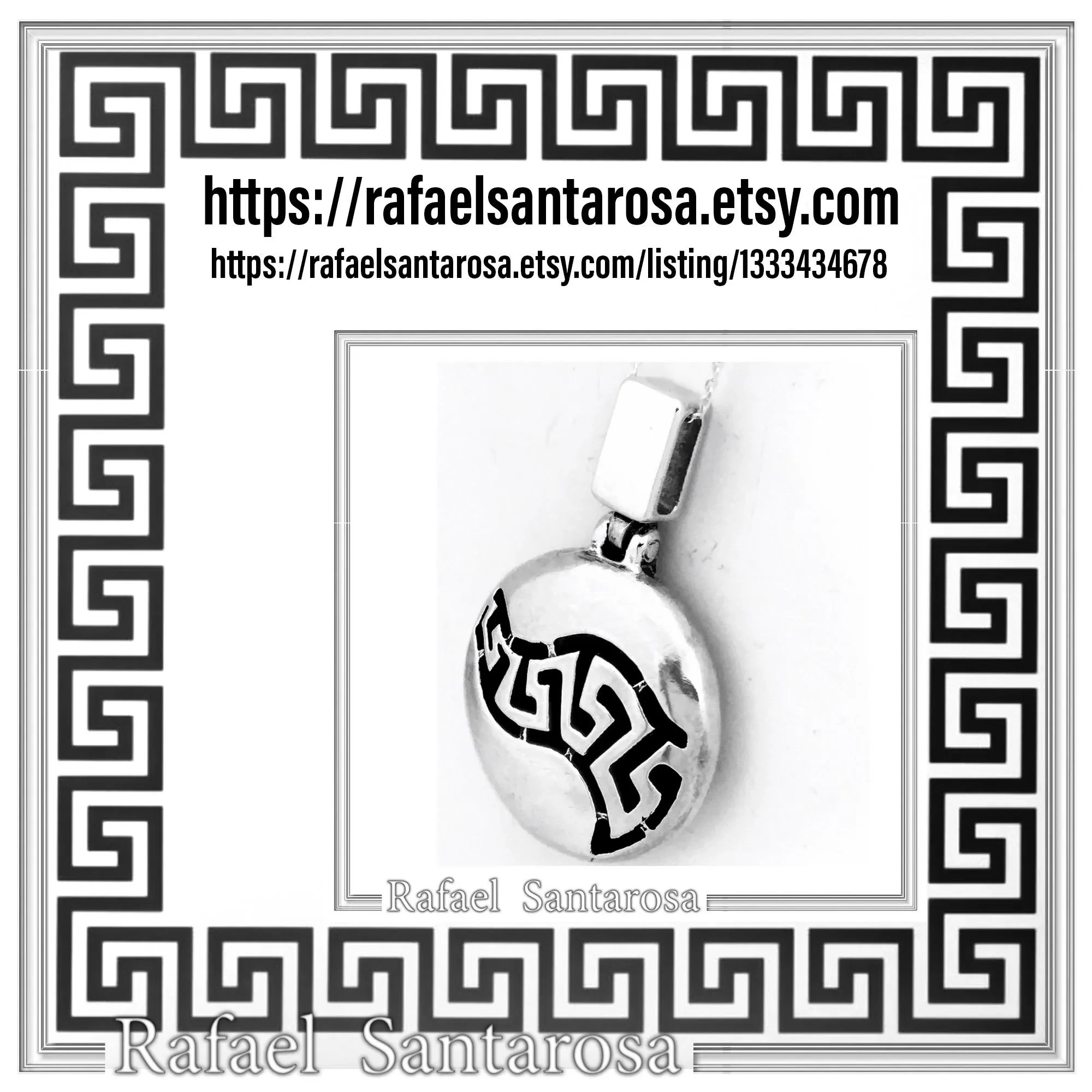 Weavy Greek Key Meander Eternity Symbol Necklace: Solid Sterling Silver Pendant — additional product image 10 from Rafael Santarosa Fine Jewelry