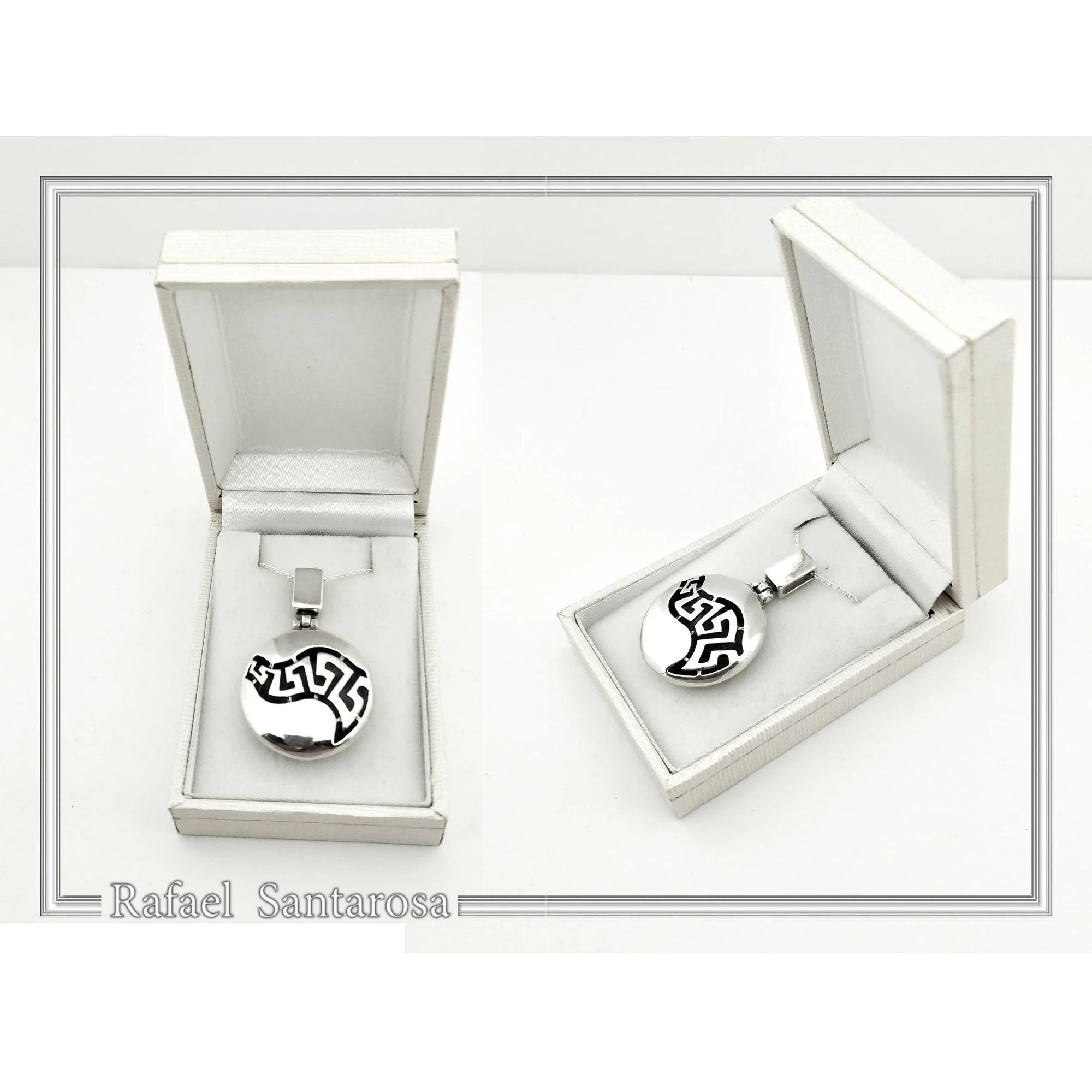Weavy Greek Key Meander Eternity Symbol Necklace: Solid Sterling Silver Pendant — additional product image 9 from Rafael Santarosa Fine Jewelry