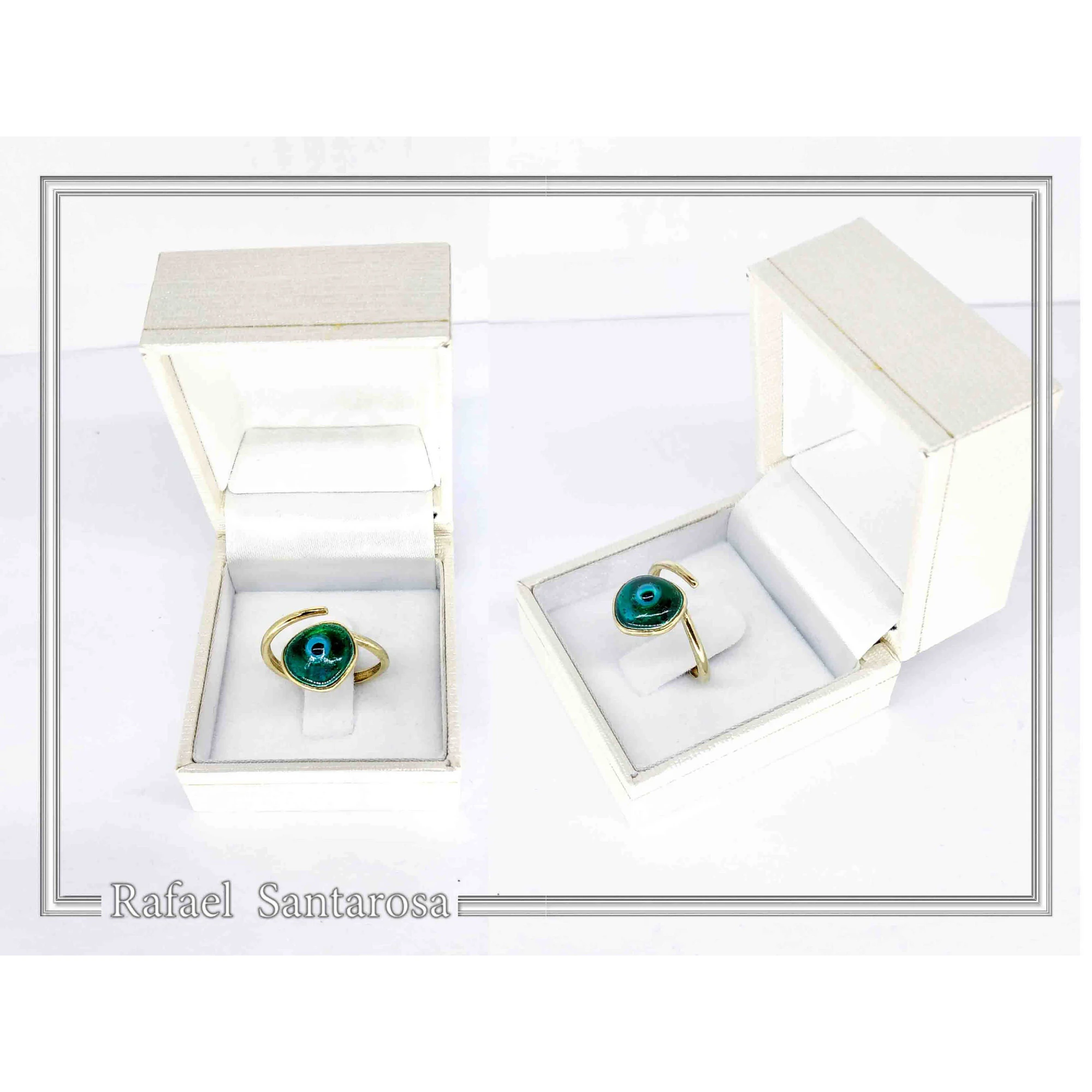 Handmade Enamel Evil Eye Talisman Adjustable Ring: 18k Gold Filled Sterling Silver — additional product image 7 from Rafael Santarosa Fine Jewelry