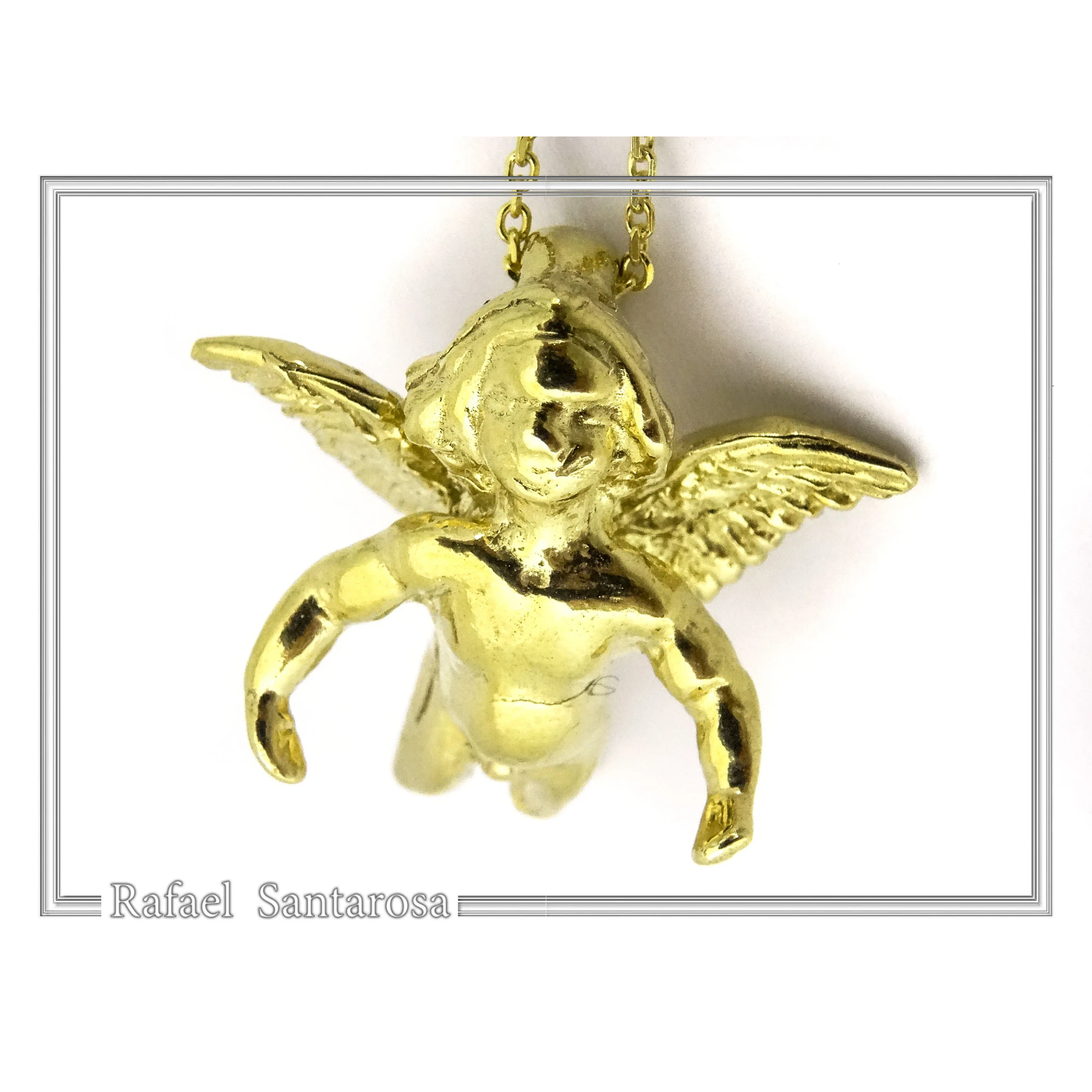 Baby Cupid Angel Pendant Symbol of Love: Sterling Silver 18K Gold Filled Necklace — additional product image 6 from Rafael Santarosa Fine Jewelry