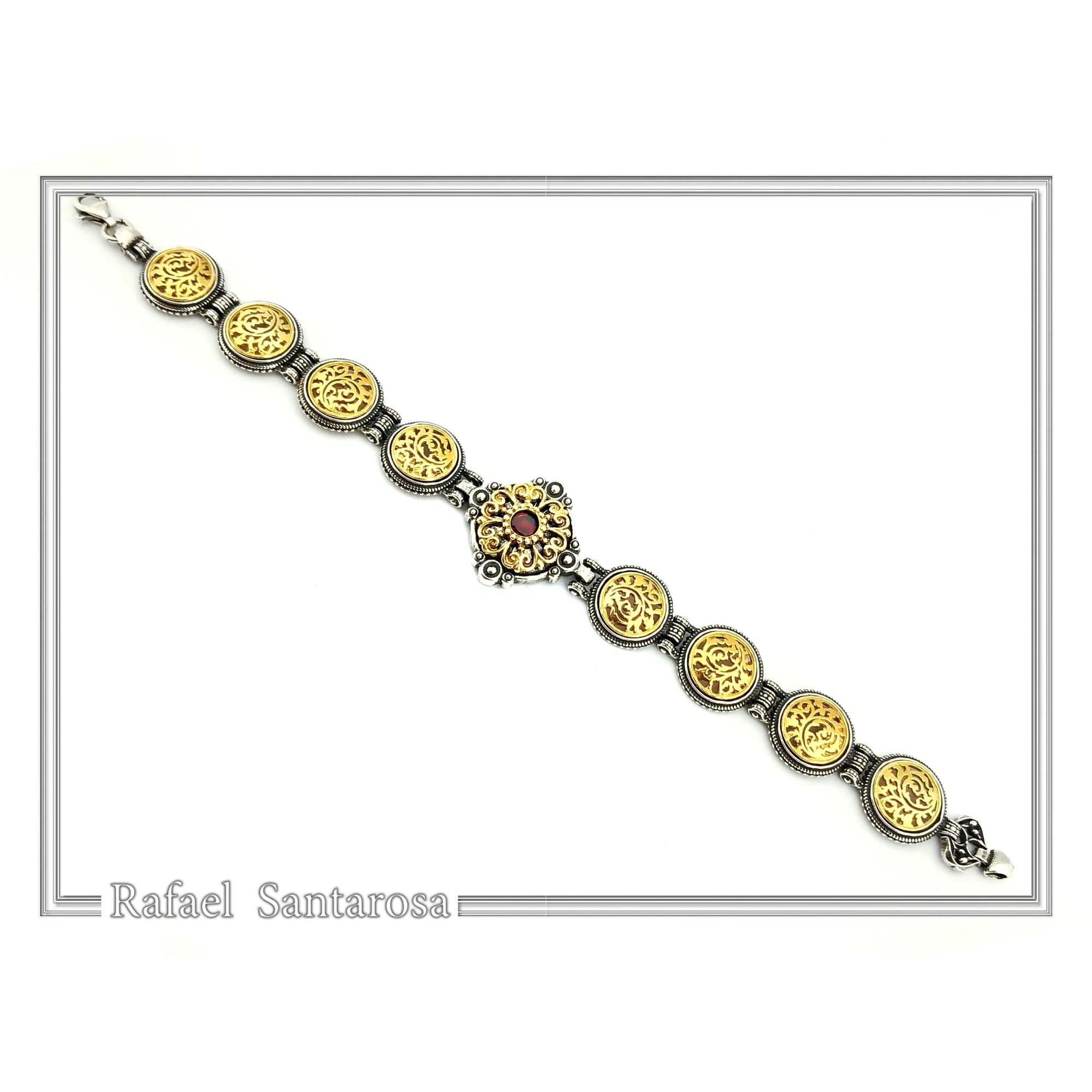 Natural Gemstone Byzantine Beaded Bracelet: Oxidized and 18K Gold Filled sterling Silver — additional product image 3 from Rafael Santarosa Fine Jewelry