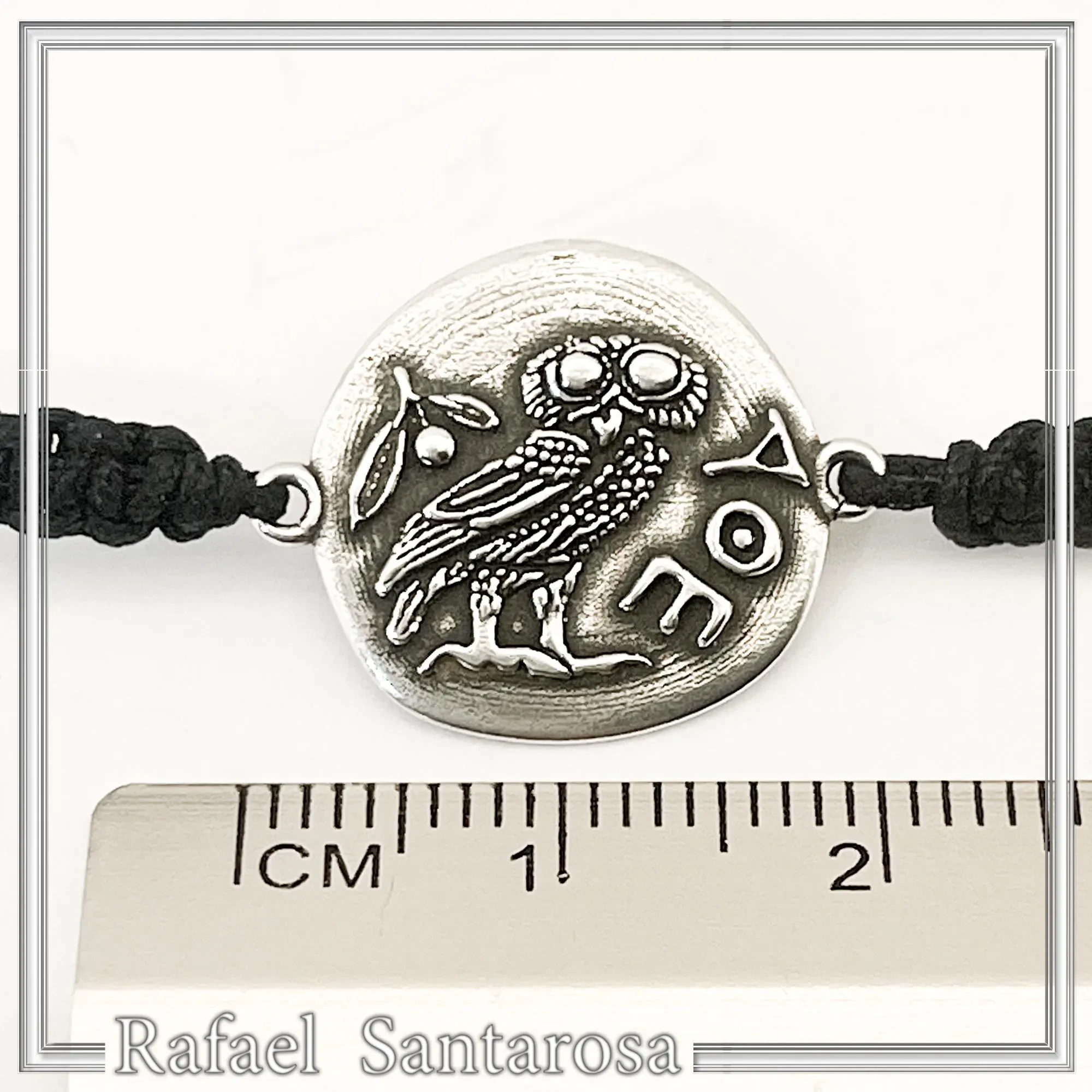Owl Coin Tetradrachm macrame Oxidized Sterling Silver Bracelet: Greek Museum Jewelry — additional product image 8 from Rafael Santarosa Fine Jewelry