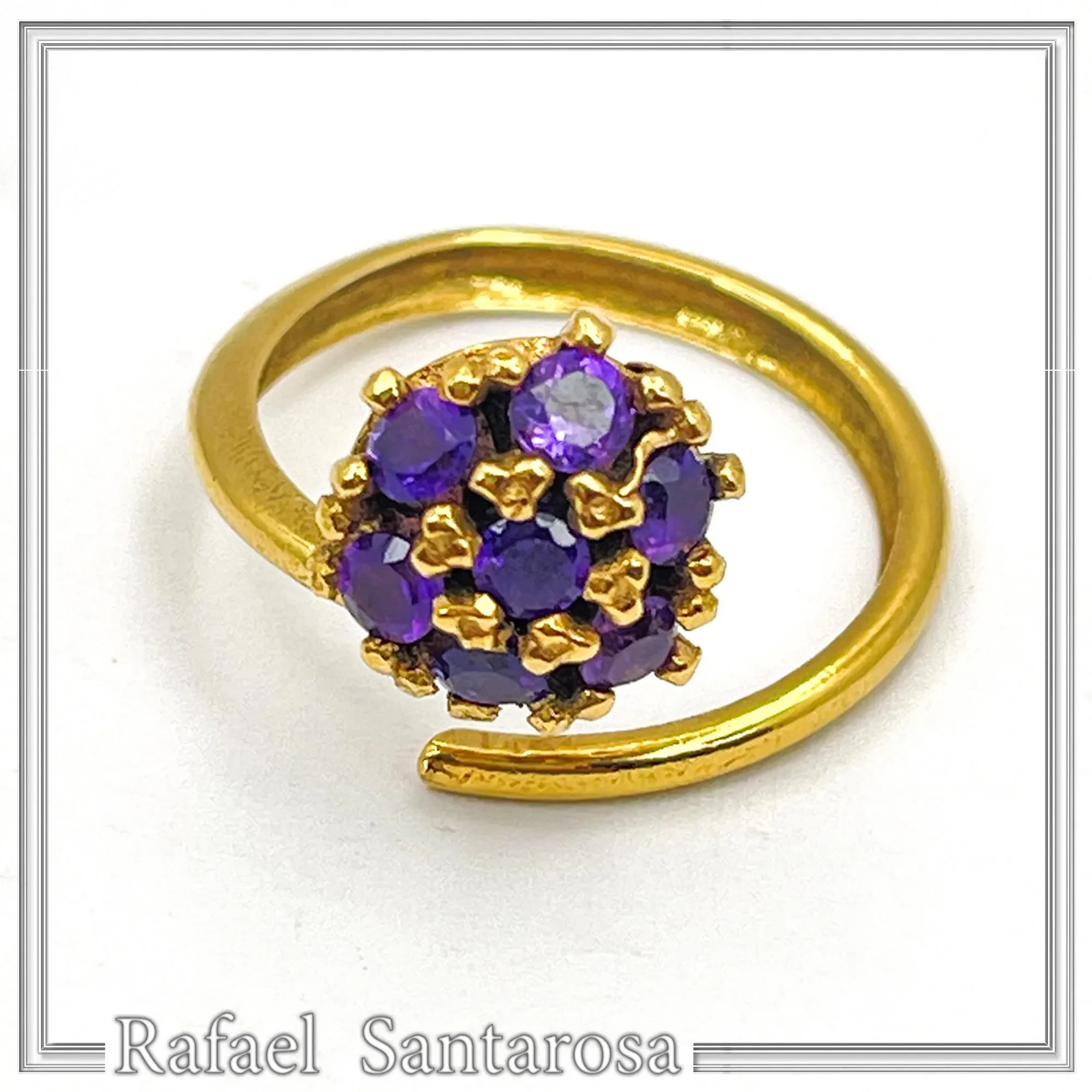 Sterling Silver 18K Gold Filled Rosette Ring • 7 Amethysts, Topaz, Peridot, Garnet Options — additional product image 3 from Rafael Santarosa Fine Jewelry