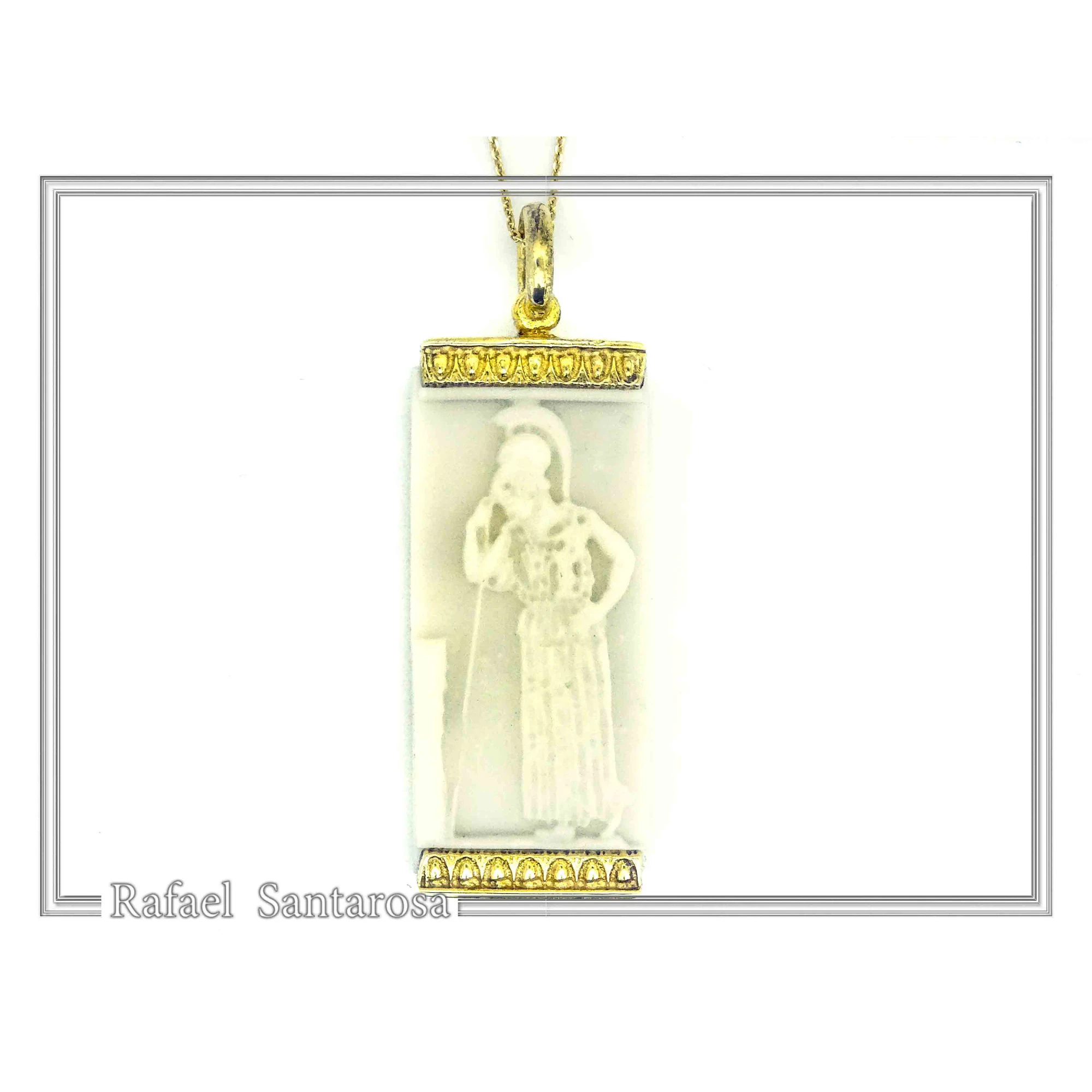 Athena Goddess Acropolis Museum Marble Pendant: 18K Gold-Filled Sterling Silver Replica — additional product image 4 from Rafael Santarosa Fine Jewelry