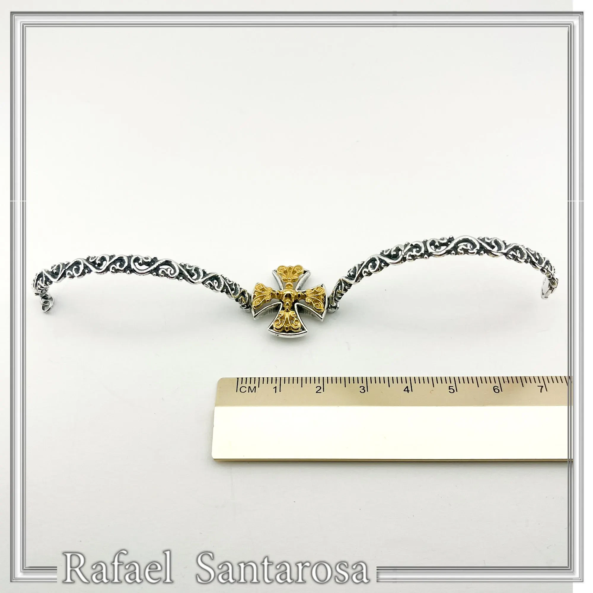 Byzantine Filigree Cross Bracelet: Oxidized and 18K Gold Filled Sterling Silver — additional product image 10 from Rafael Santarosa Fine Jewelry
