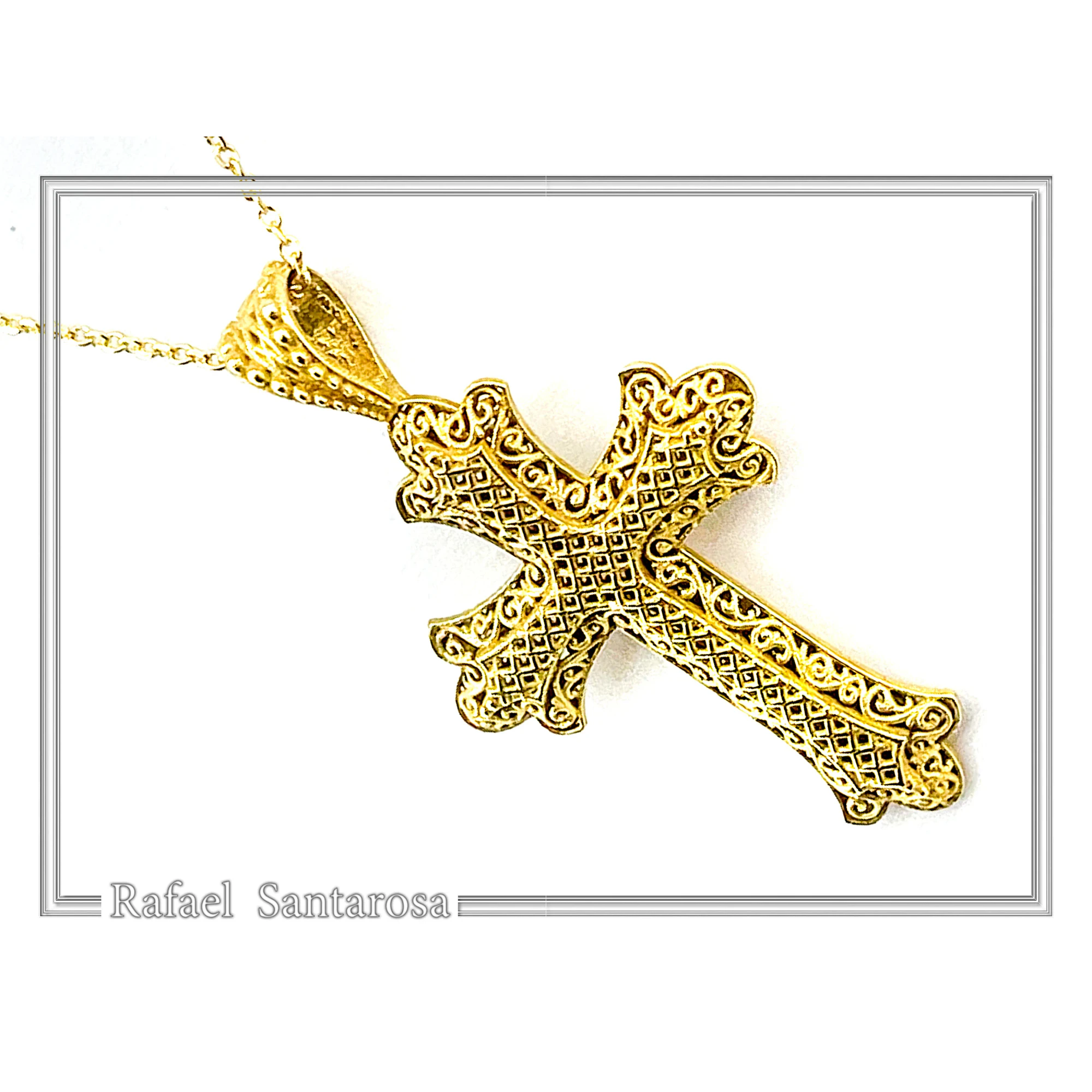 Byzantine Filigree Cross sterling silver 18K Gold filled Byzantine Museum Inspired — additional product image 8 from Rafael Santarosa Fine Jewelry