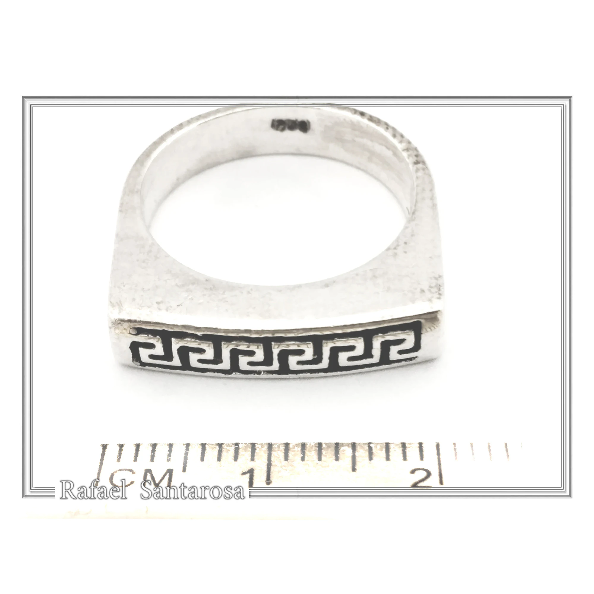 Handmade Greek Key String Meander Design Ring: Oxidized Sterling Silver Elegant Ring — additional product image 8 from Rafael Santarosa Fine Jewelry