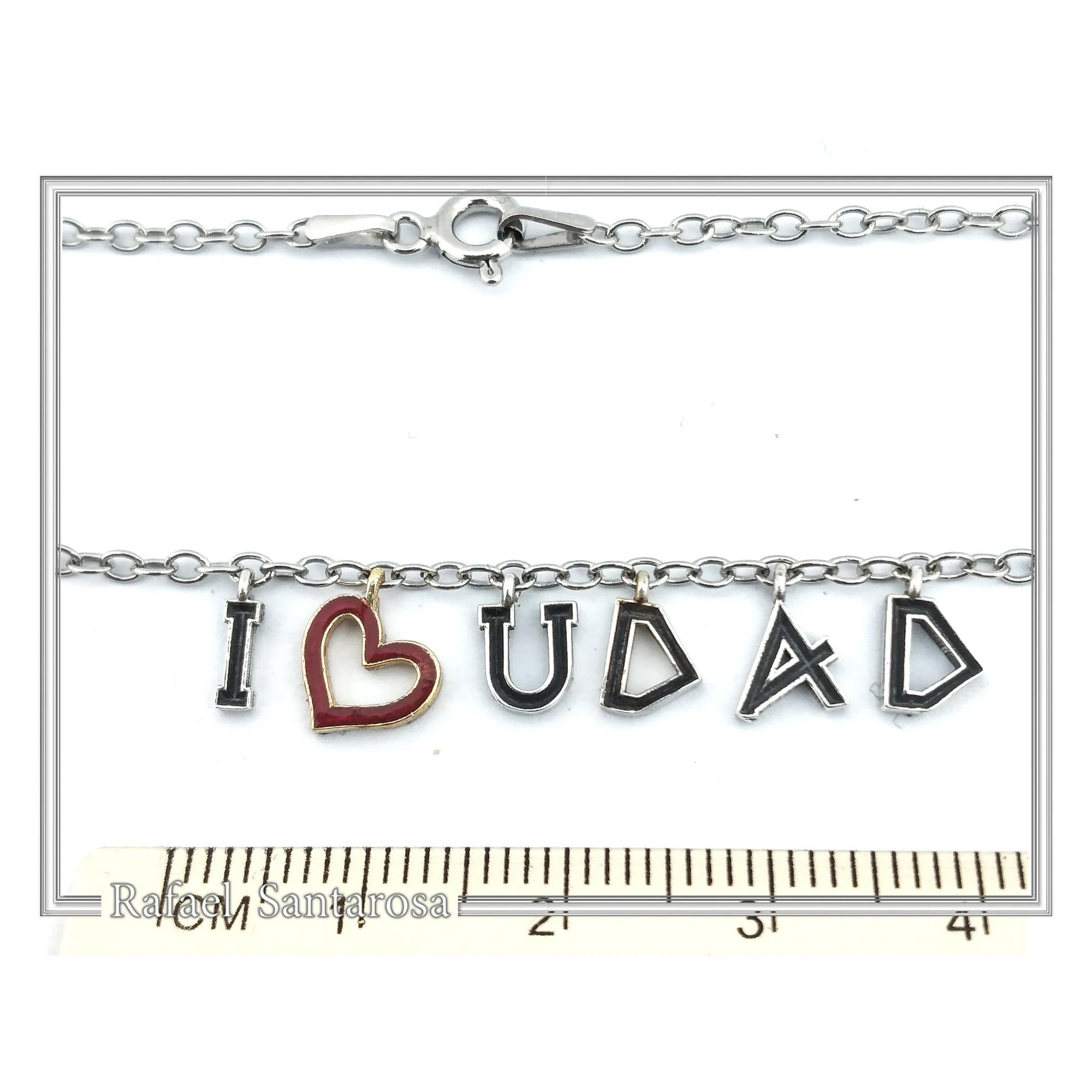 I LOVE U DAD Necklace: Red Enamel Heart, Sterling Silver, Gold Filled — additional product image 9 from Rafael Santarosa Fine Jewelry