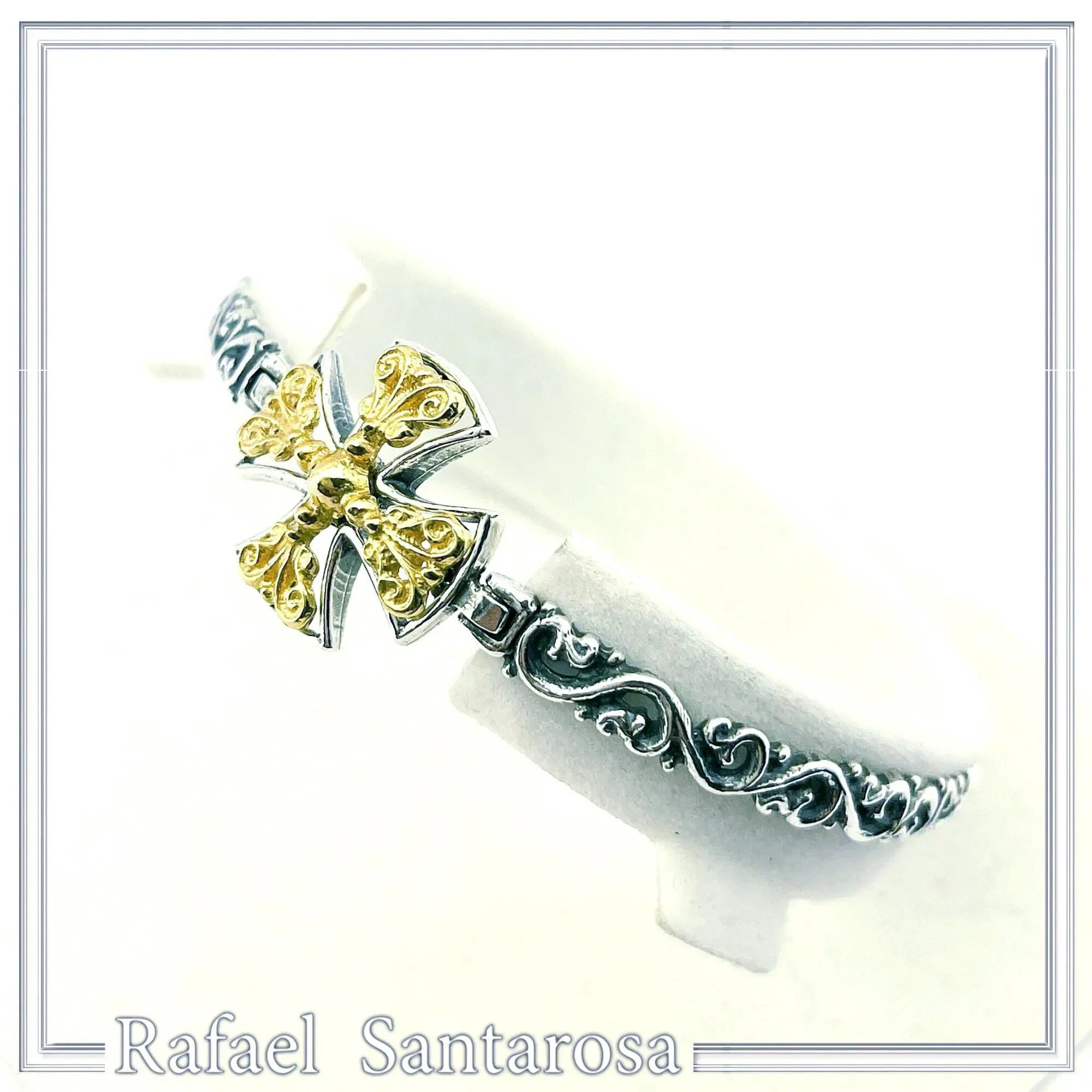 Byzantine Filigree Cross Bracelet: Oxidized and 18K Gold Filled Sterling Silver — additional product image 7 from Rafael Santarosa Fine Jewelry