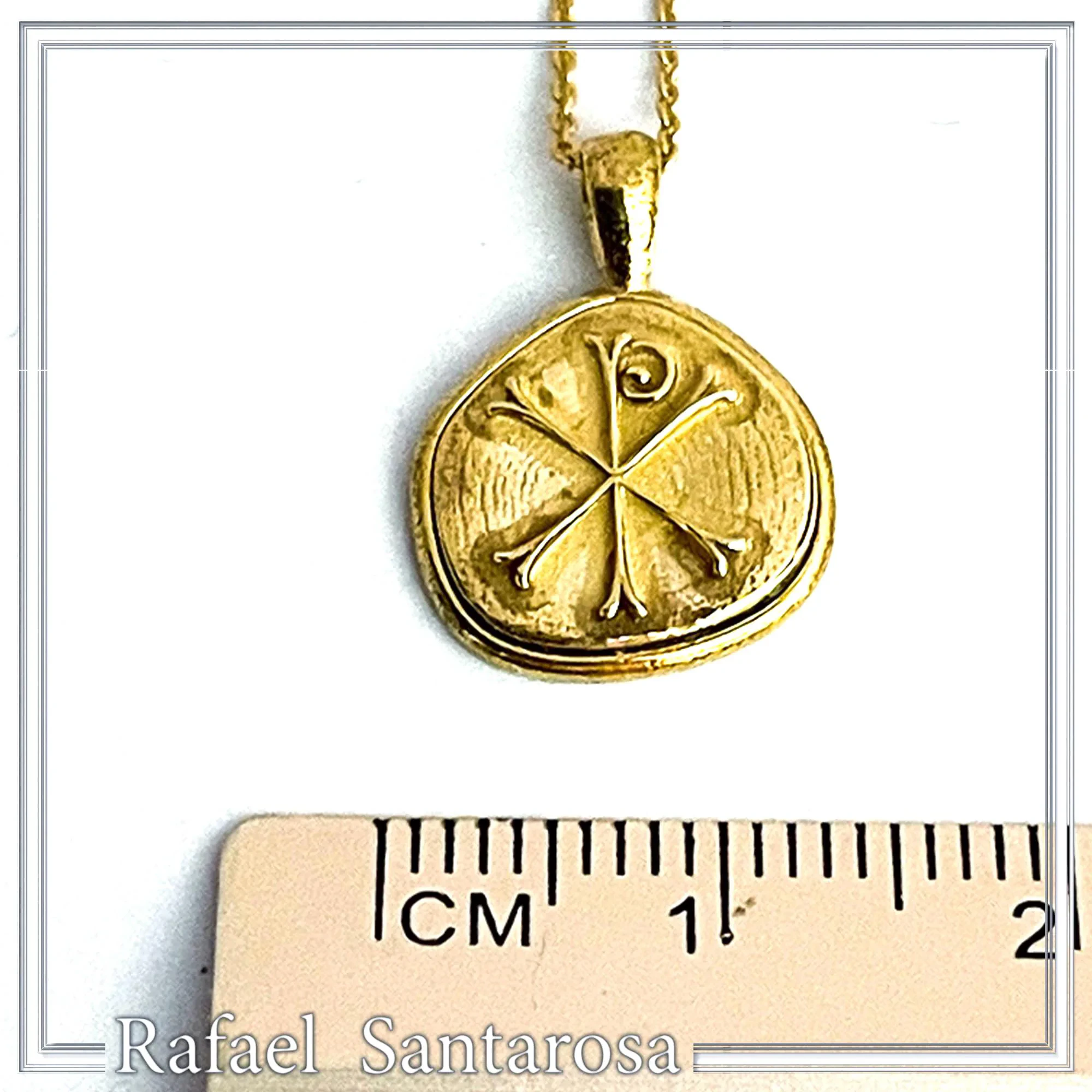 18k Solid Gold Chi Rho Religious Pendant - Jesus Christ Name Byzantine Christian Necklace — additional product image 8 from Rafael Santarosa Fine Jewelry