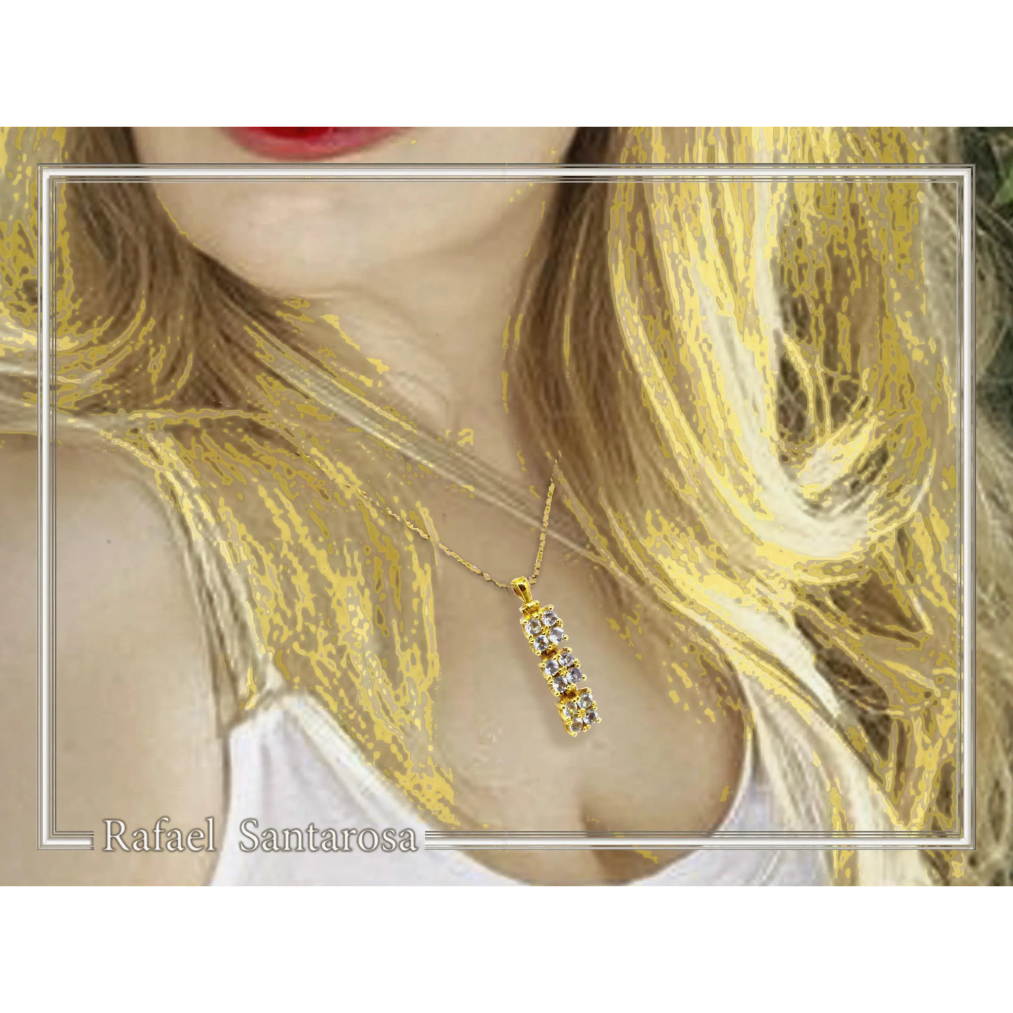 Natural Sky Blue Topaz Beaded Dangle Pendant: Silver 18k Gold Filled, Brilliant Cut Gems — additional product image 4 from Rafael Santarosa Fine Jewelry