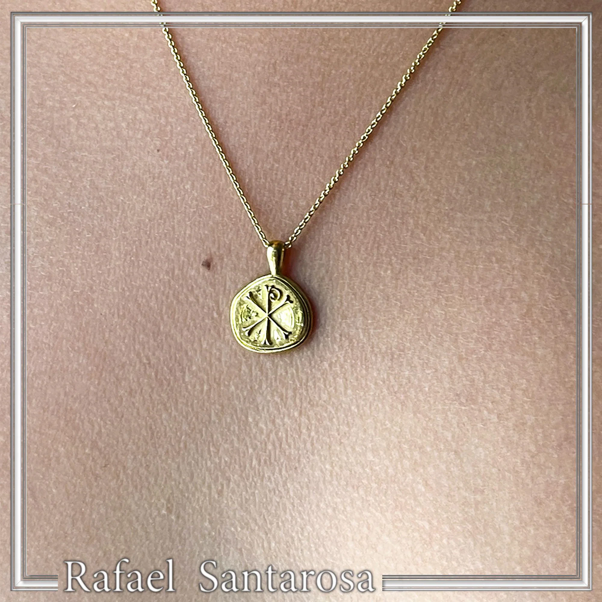 18k Solid Gold Chi Rho Religious Pendant - Jesus Christ Name Byzantine Christian Necklace — additional product image 5 from Rafael Santarosa Fine Jewelry