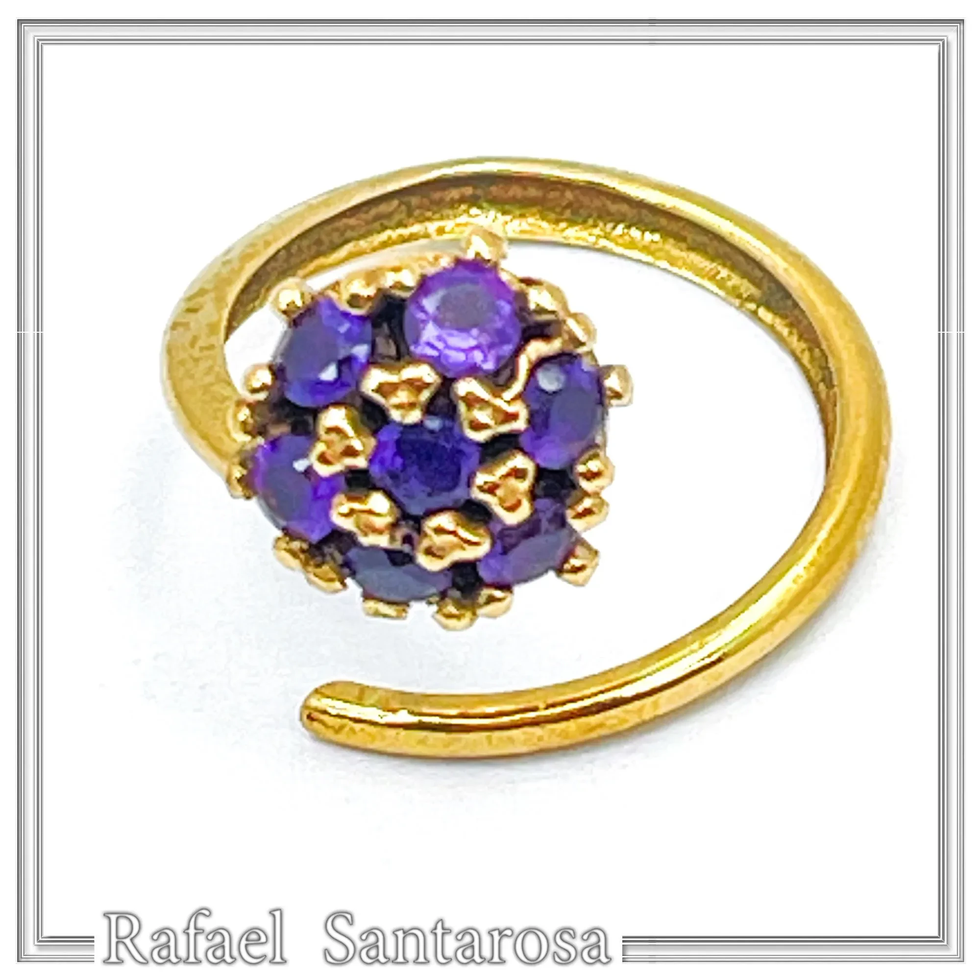 Sterling Silver 18K Gold Filled Rosette Ring • 7 Amethysts, Topaz, Peridot, Garnet Options
