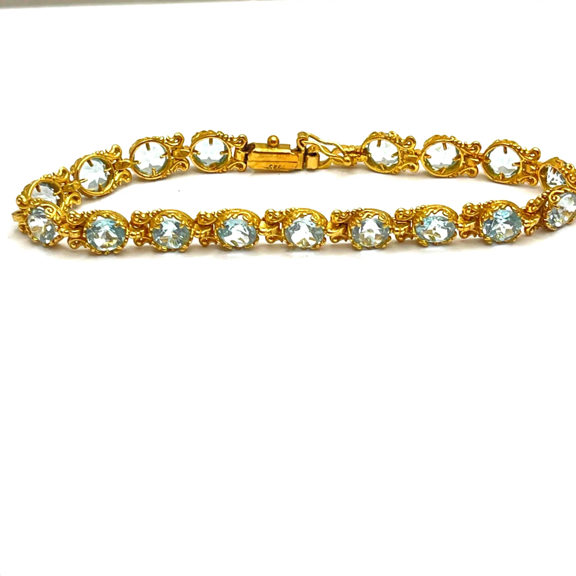 Genuine Brilliant cut Topaz Beaded Tennis Bracelet: 18K Gold Filled Byzantine Filigree Bracelet — additional product image 10 from Rafael Santarosa Fine Jewelry