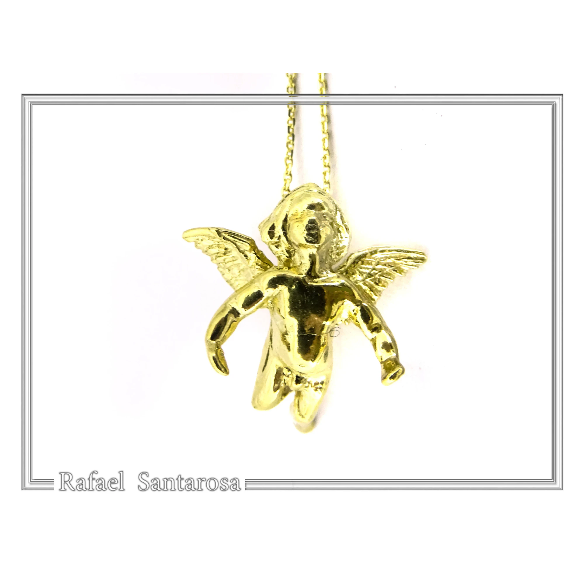 Baby Cupid Angel Pendant Symbol of Love: Sterling Silver 18K Gold Filled Necklace — additional product image 4 from Rafael Santarosa Fine Jewelry