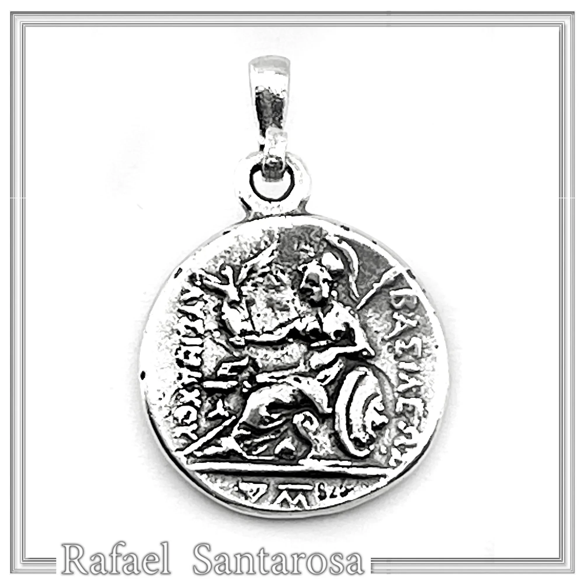 Ancient Greek sterling silver tetradrachm pendant with deified Alexander the Macedon, Lysimachus coin museum replica — additional product image 2 from Rafael Santarosa Fine Jewelry