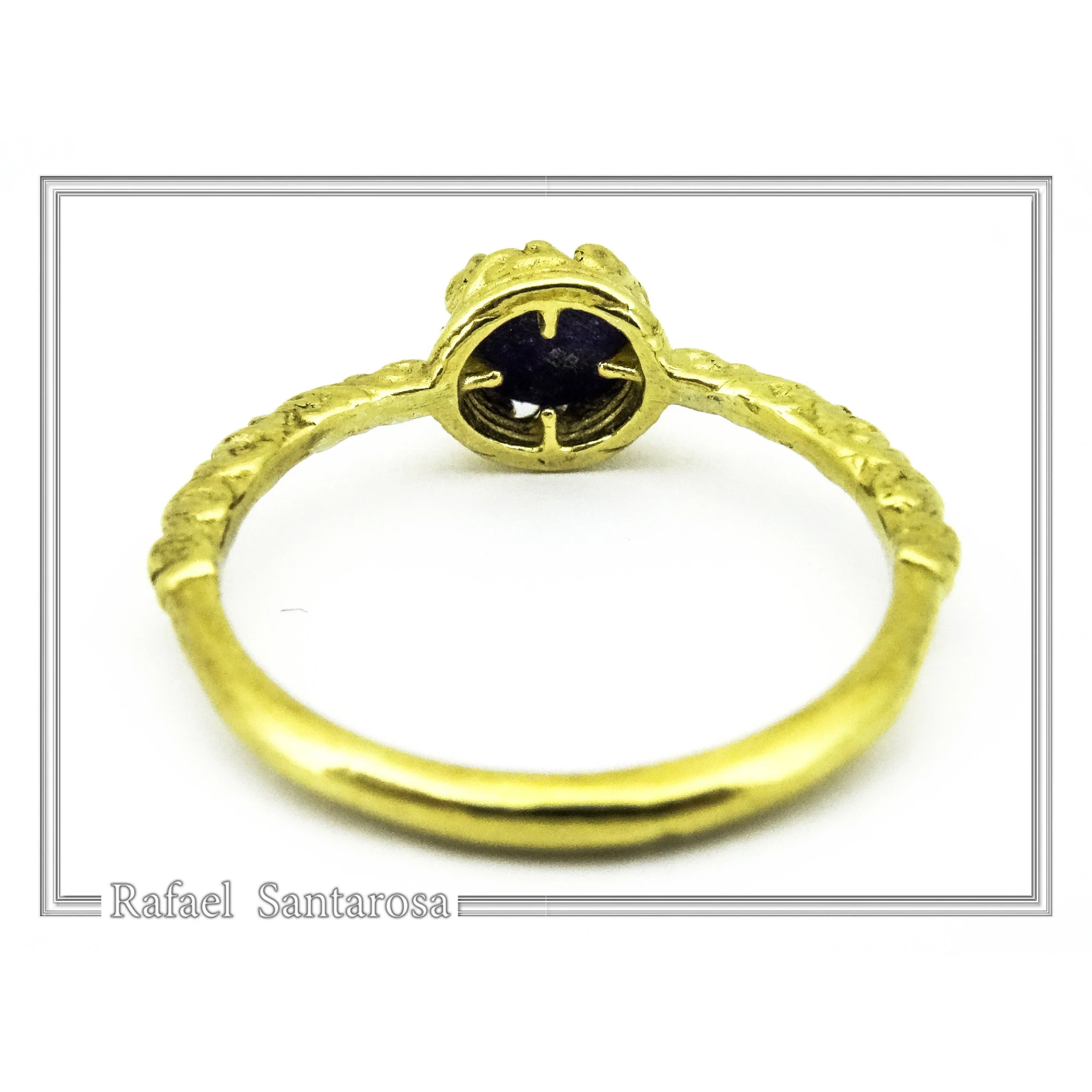 Genuine Lapis Lazuli Byzantine Statement Ring: Sterling Silver 18k Gold-Filled Filigree Bezel — additional product image 8 from Rafael Santarosa Fine Jewelry