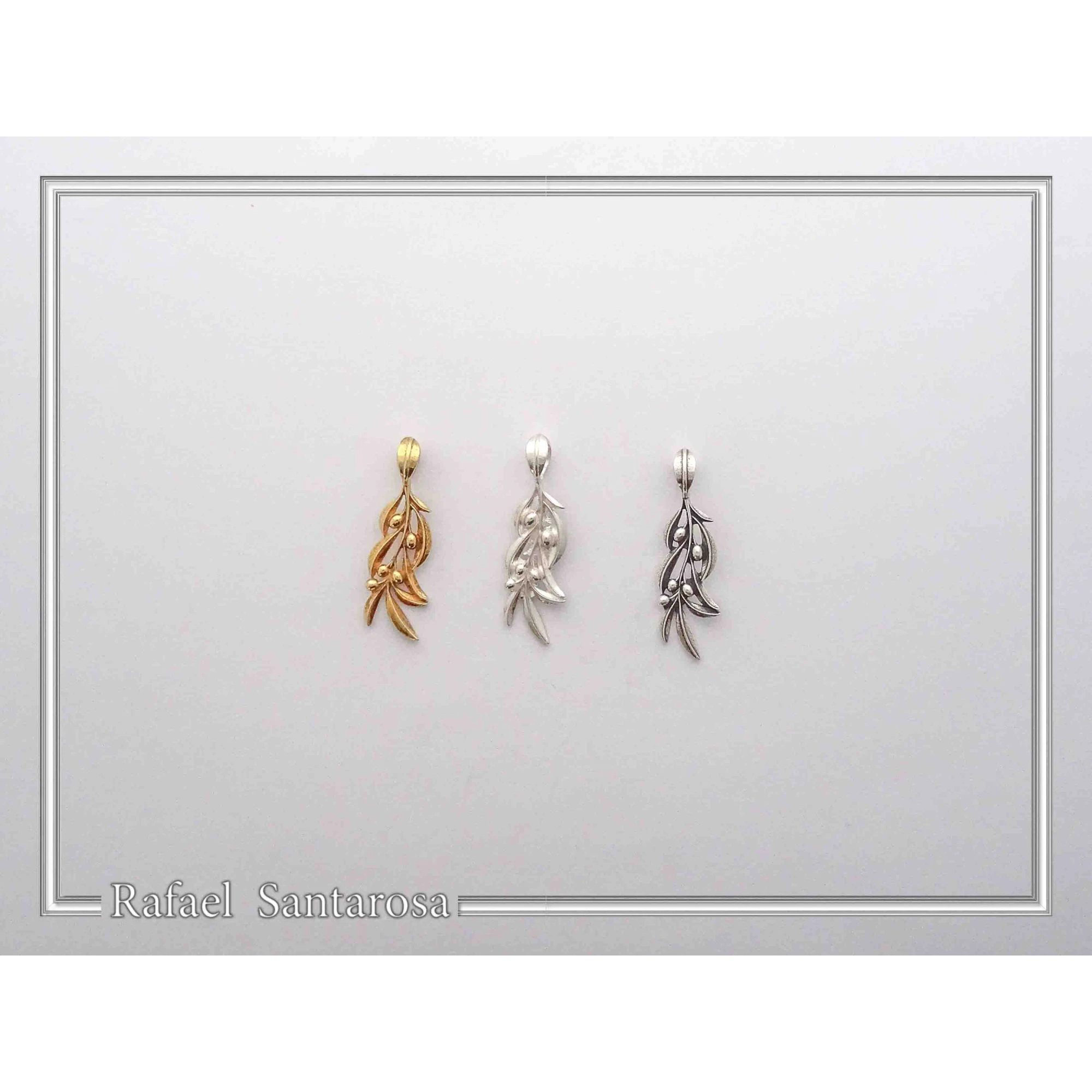 Oxidized Sterling Silver Olive Leaf Pendant: Greek Mythology Peace Symbol Necklace — additional product image 10 from Rafael Santarosa Fine Jewelry