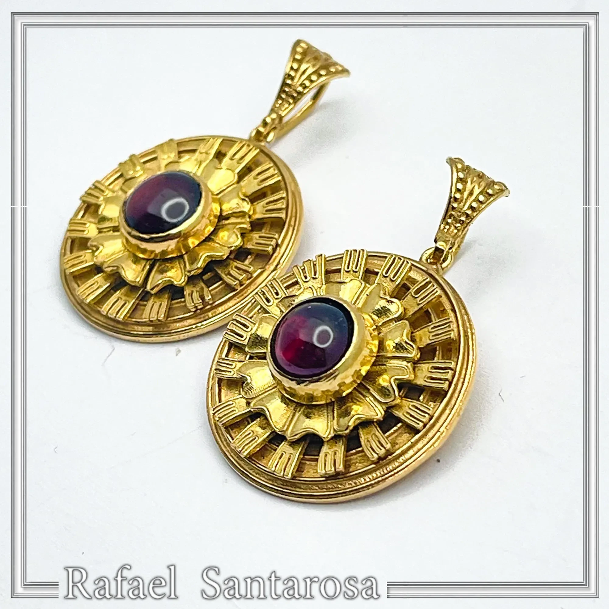 Ancient Greek Garnet Earrings, 18K Gold Filled Sterling Silver, Greek Museum Inspired — additional product image 9 from Rafael Santarosa Fine Jewelry
