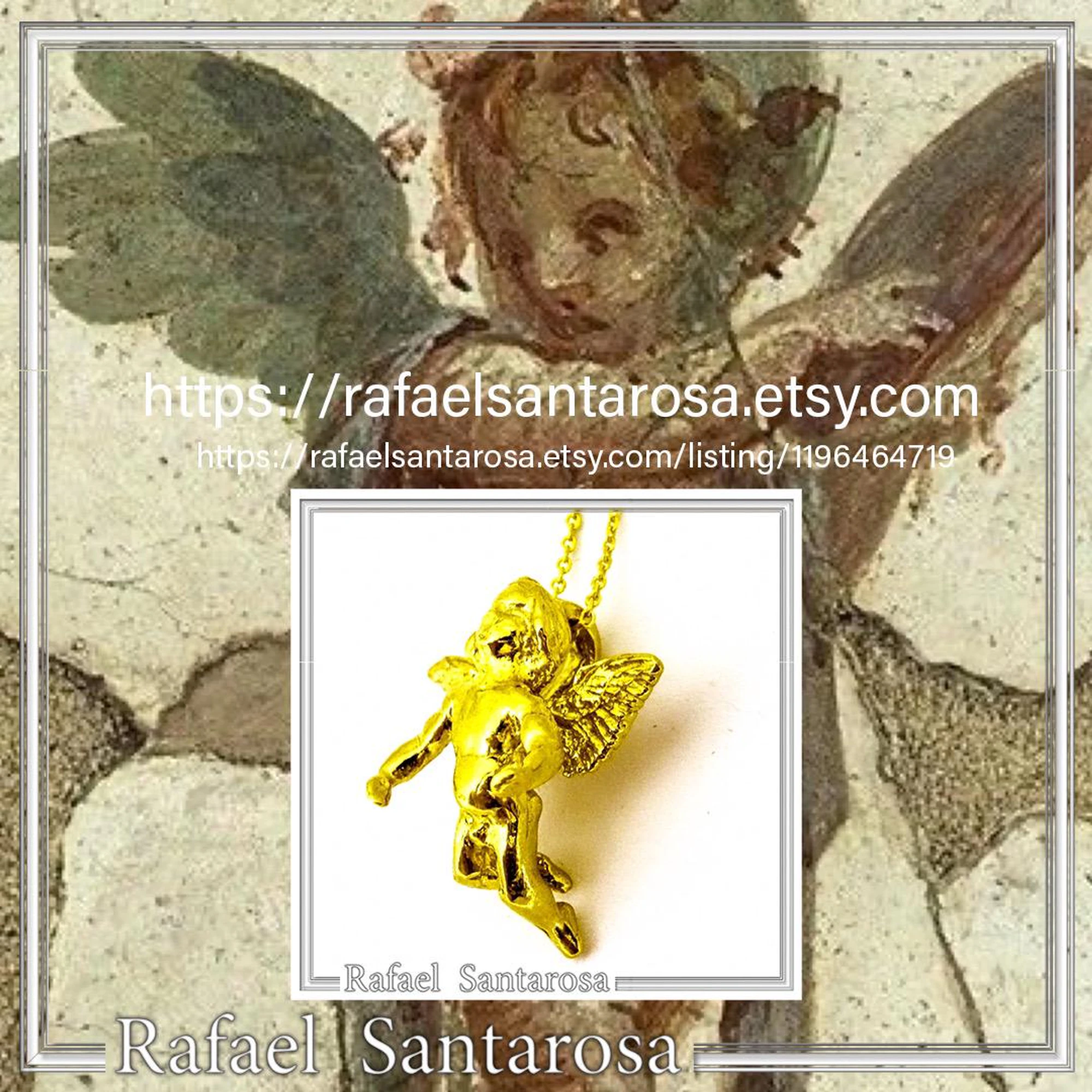 Baby Cupid Angel Pendant Symbol of Love: Sterling Silver 18K Gold Filled Necklace — additional product image 10 from Rafael Santarosa Fine Jewelry