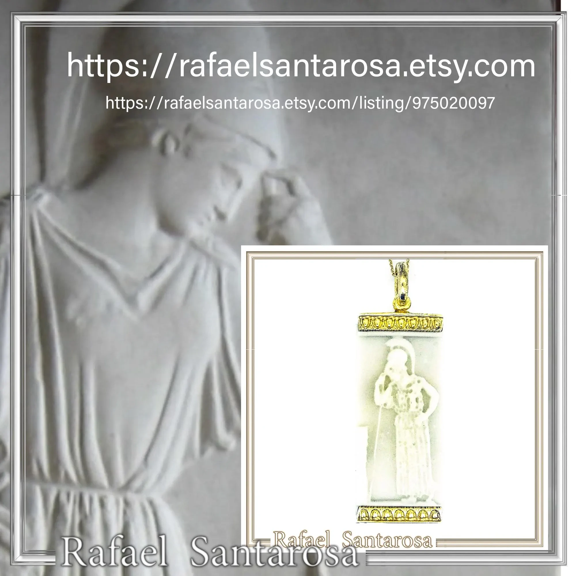 Athena Goddess Acropolis Museum Marble Pendant: 18K Gold-Filled Sterling Silver Replica — additional product image 10 from Rafael Santarosa Fine Jewelry